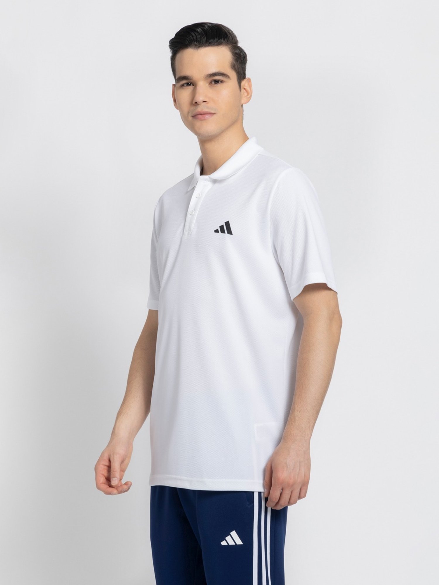 Adidas White Regular Fit Sports Polo