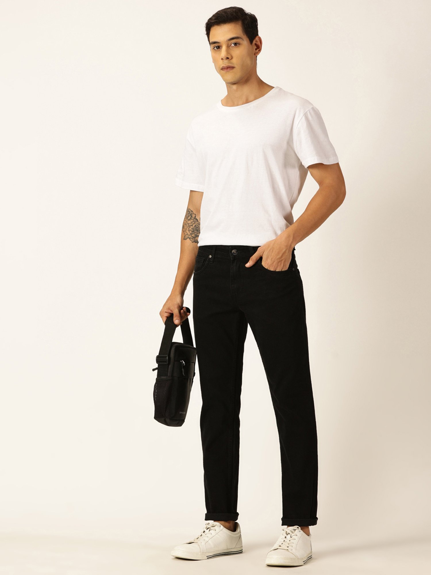 Thomas Scott Black Slim Fit Lightly Washed Jeans