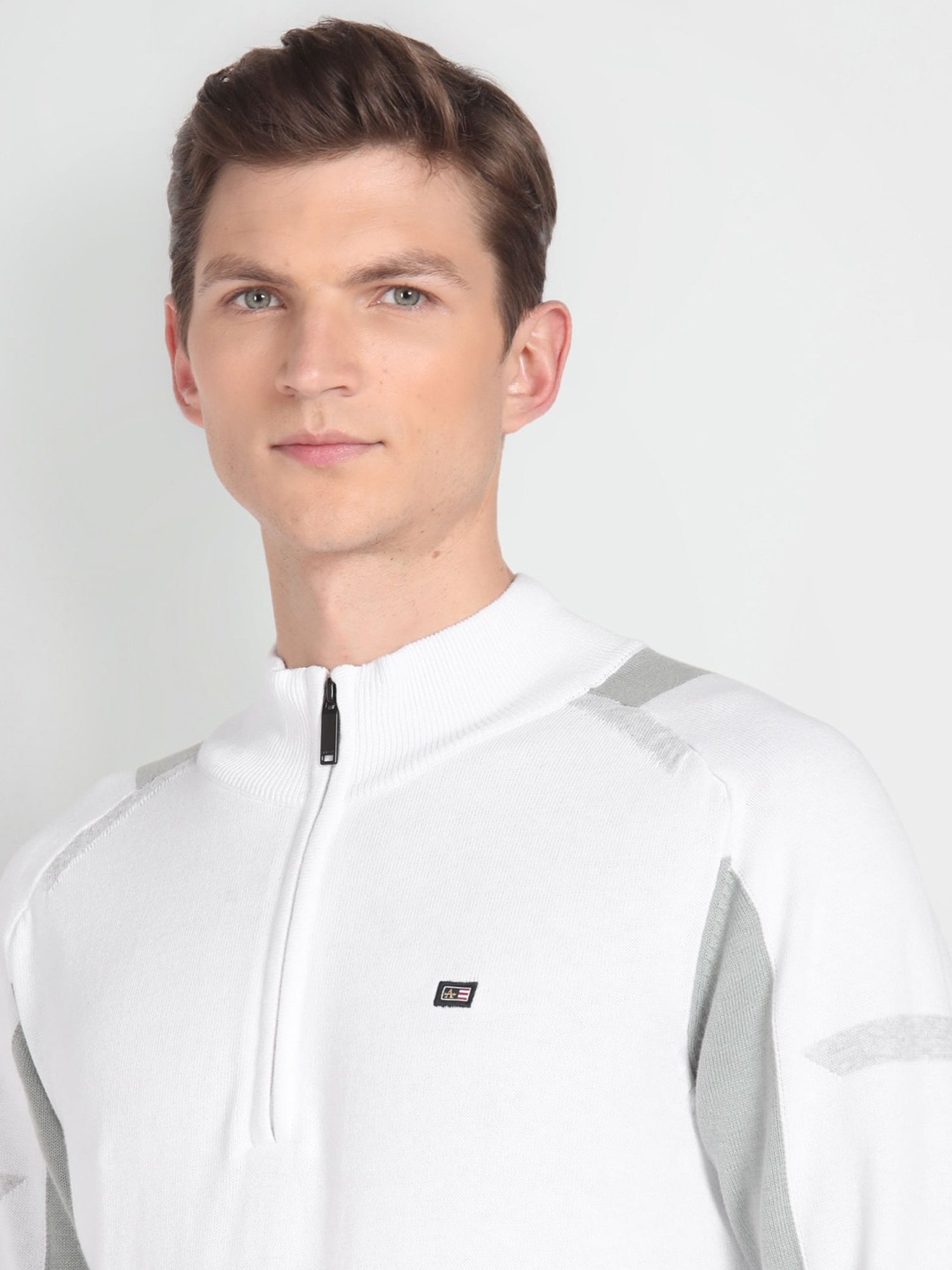 Arrow Sport White Regular Fit Self Pattern Sweater