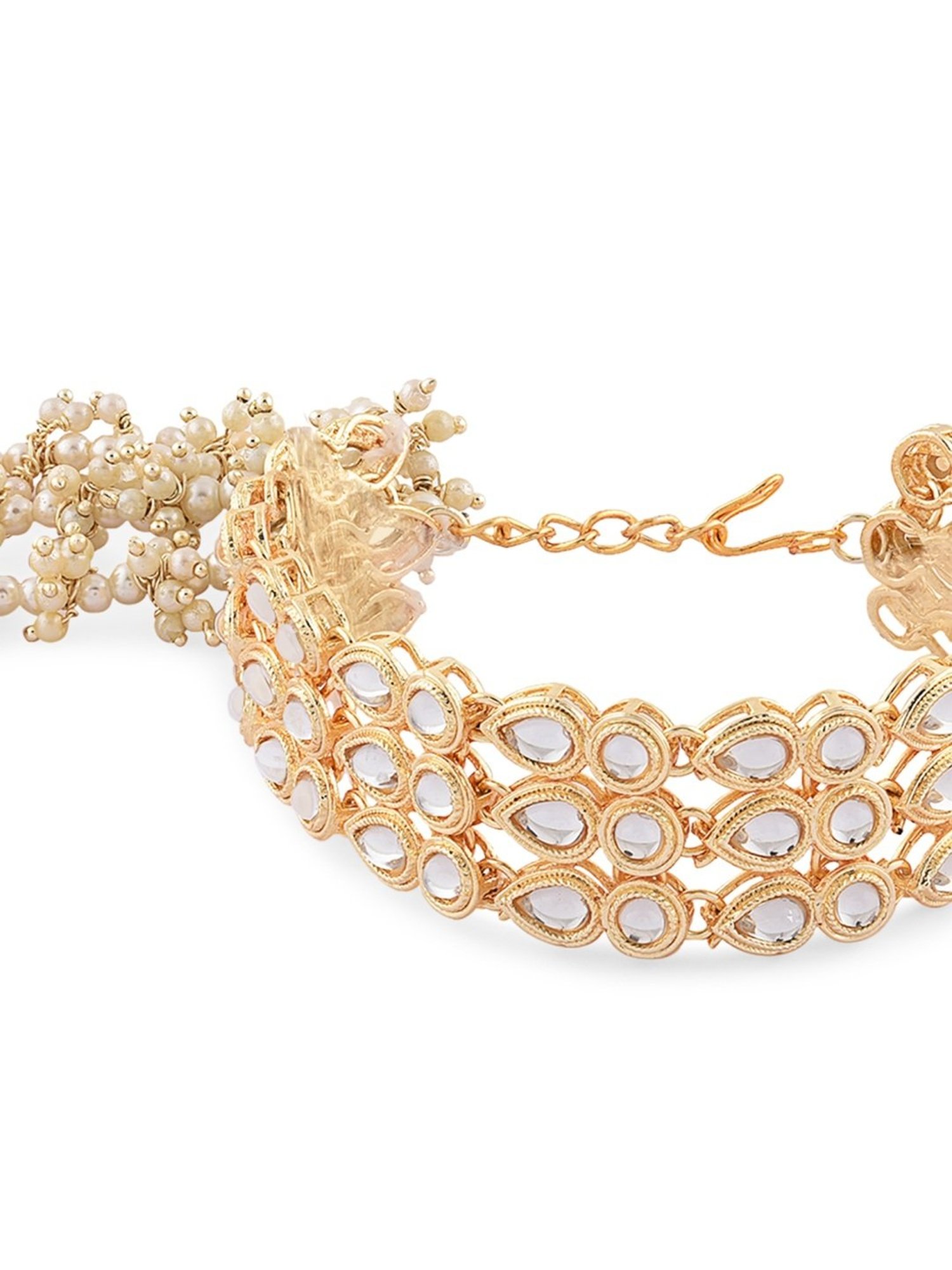 Zaveri Pearls Gold Tone Kundan Embellished Traditional Bracelet-ZPFK14743