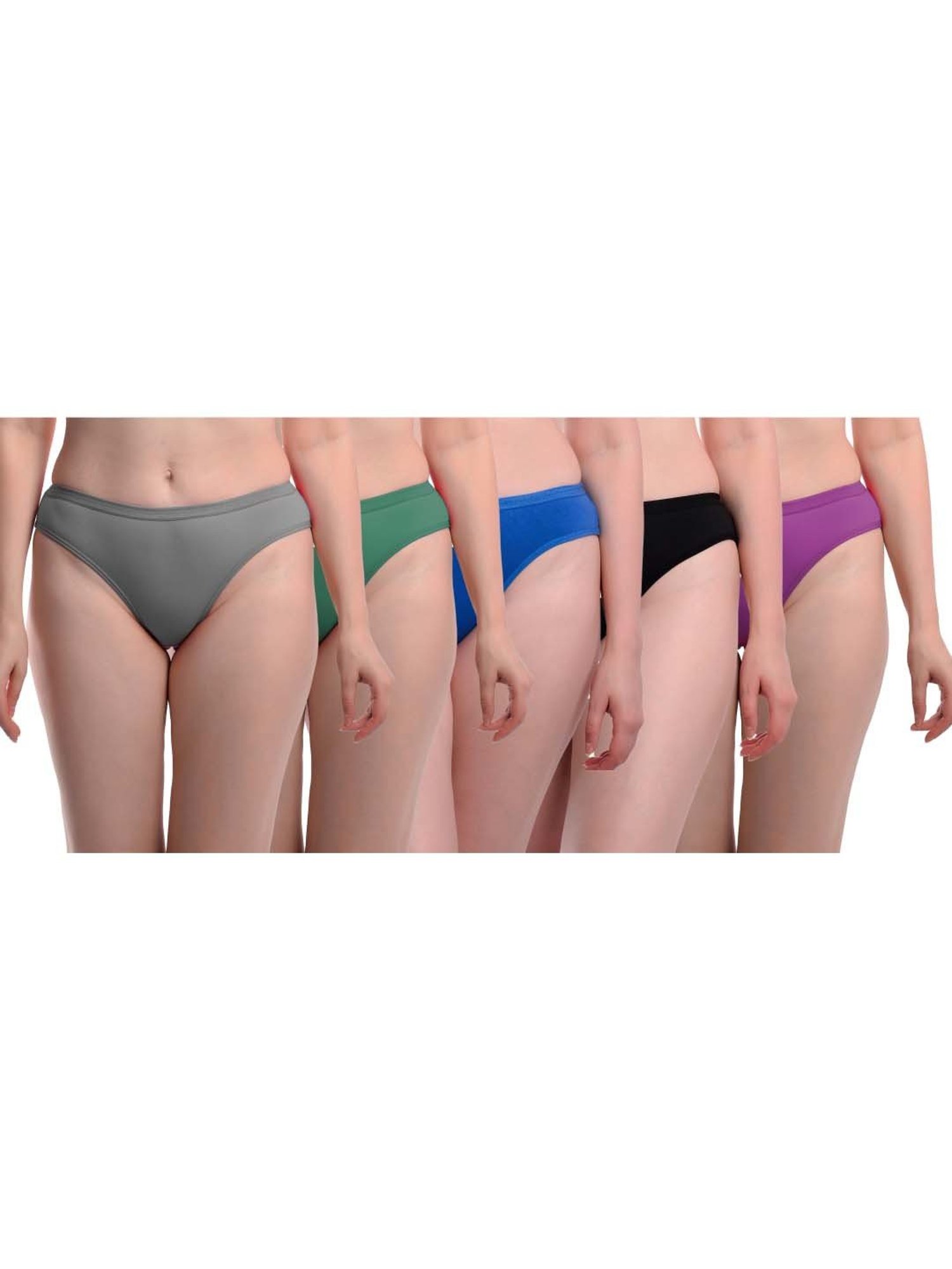 AROUSY Blue & Black Cotton Bikini Panties - Pack Of 5