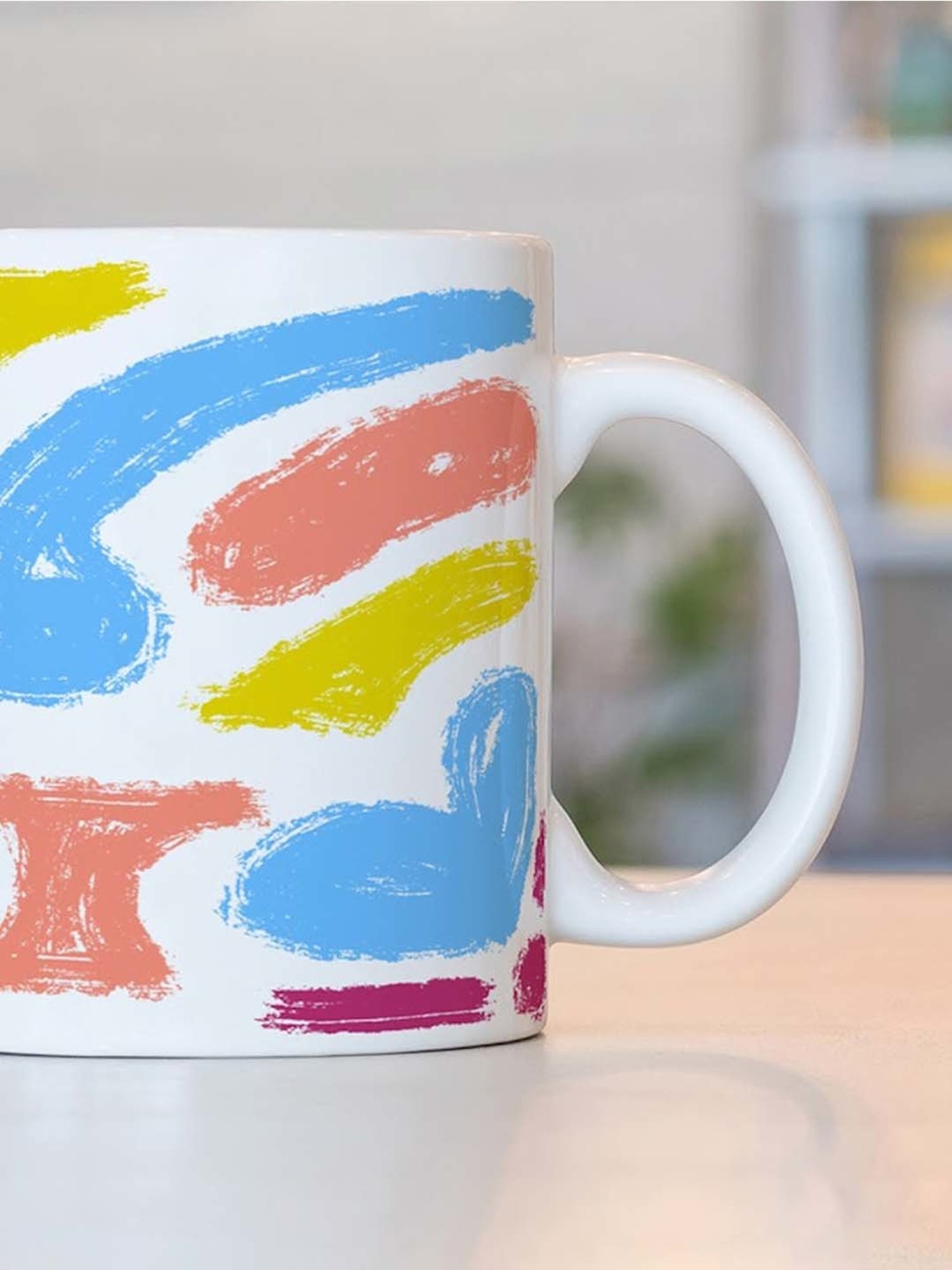 Nestroots White Stoneware Colorburst Coffee Mug (0.325 L)