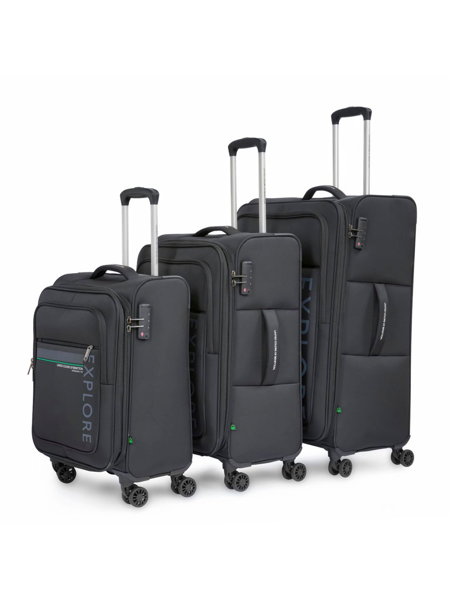 United Colors of Benetton Garret Black Printed Soft Large Trolley Bag -78 Cms