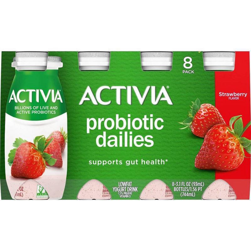 Activia Dailies Probiotic Strawberry Yogurt Drink - 8pk/3.1 fl oz Bottles