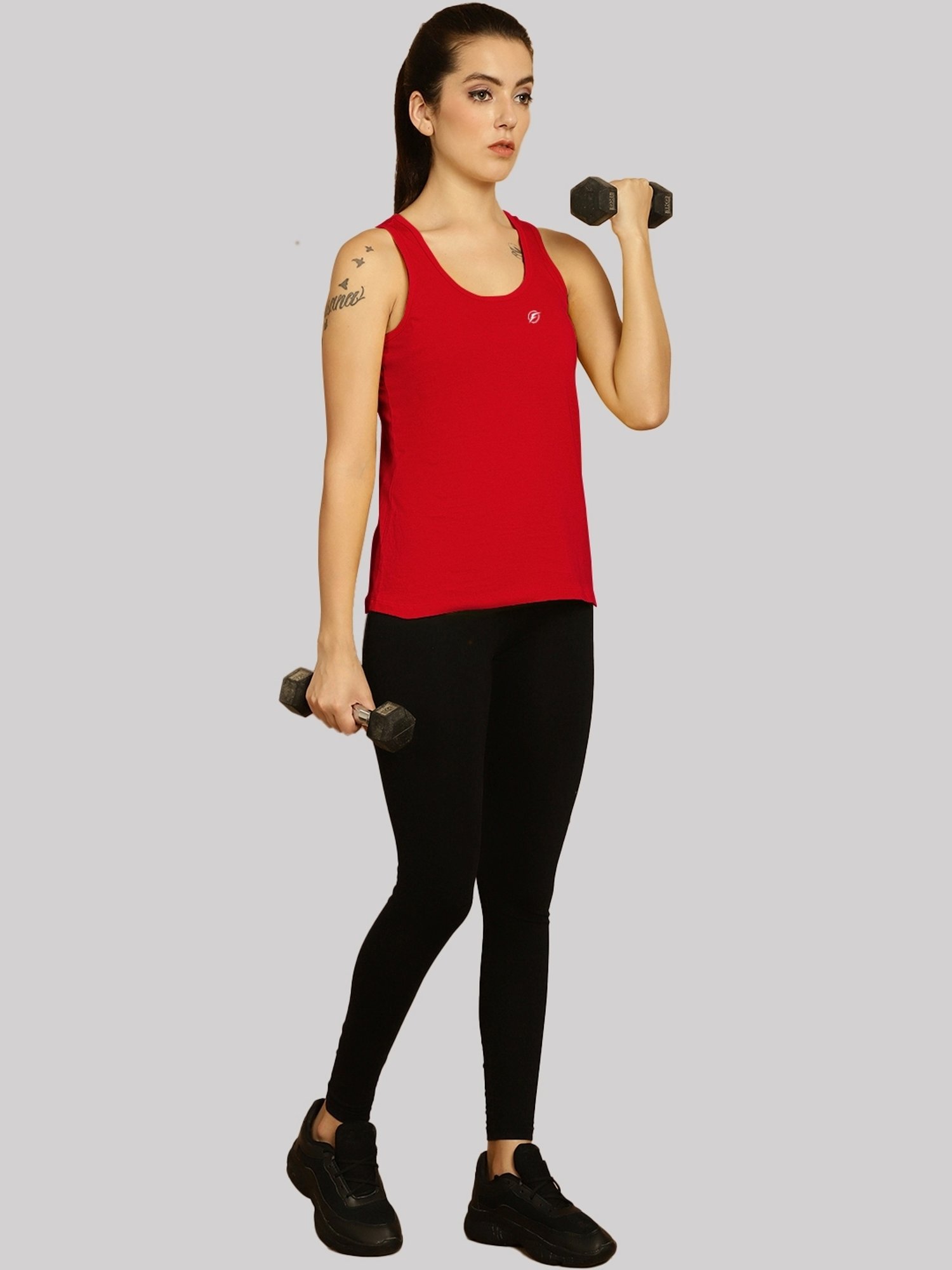 Friskers White & Red Cotton Sports Tank Top - Pack Of 2