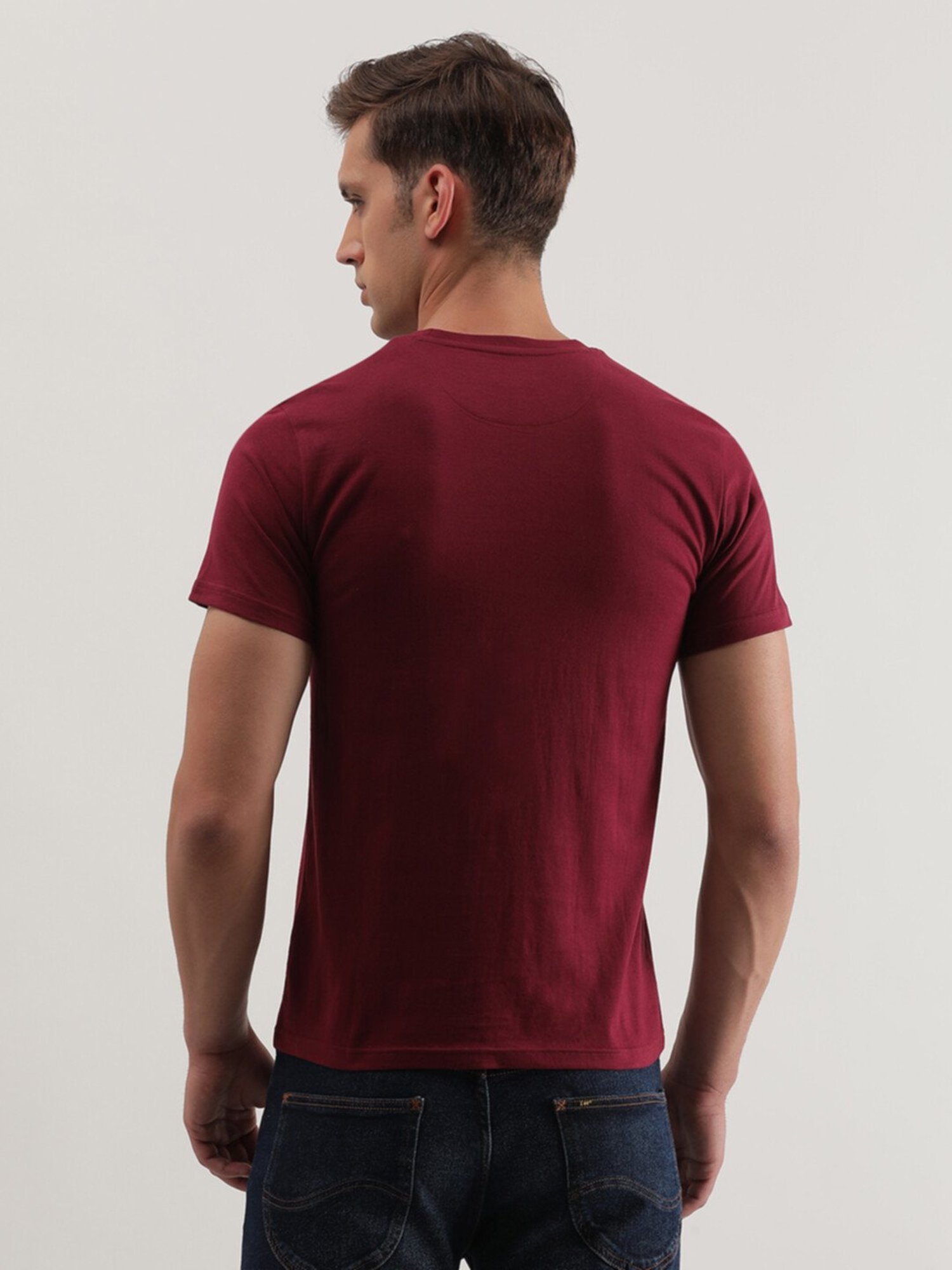 Lee Maroon Slim Fit Graphic Print Crew T-Shirt