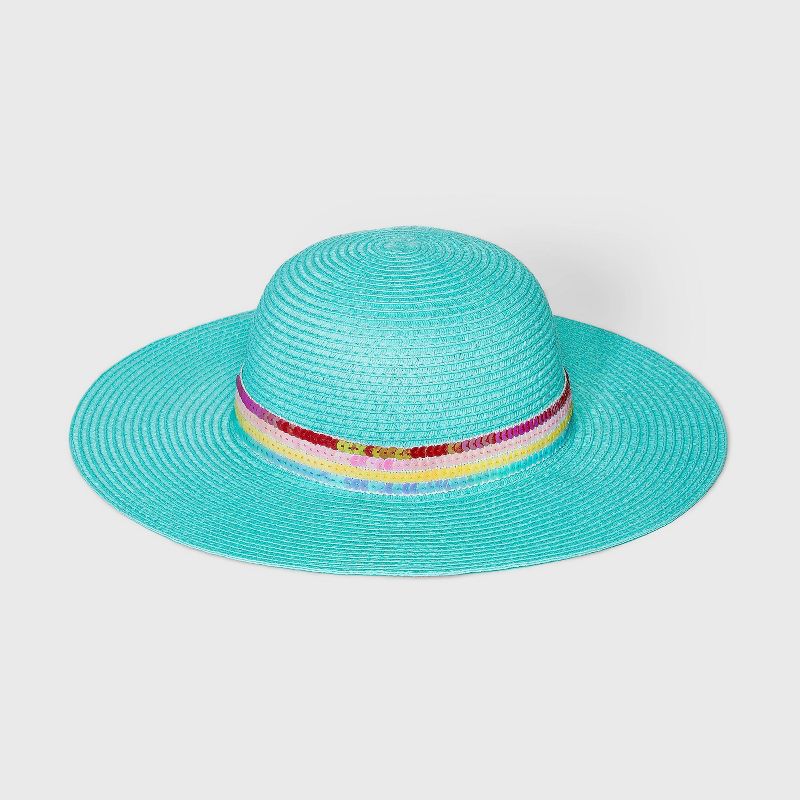 Girls' Panama Straw Striped Hat - art class™ Tan