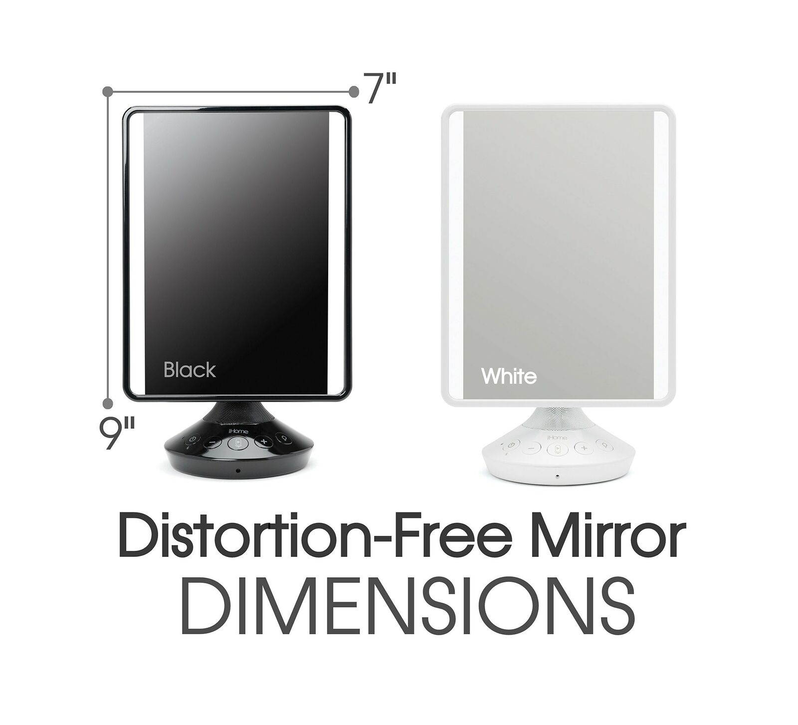 iHome 7" x 9" Reflect iCVBT2 Adjustable Vanity Mirror with Bluetooth Audio, H...