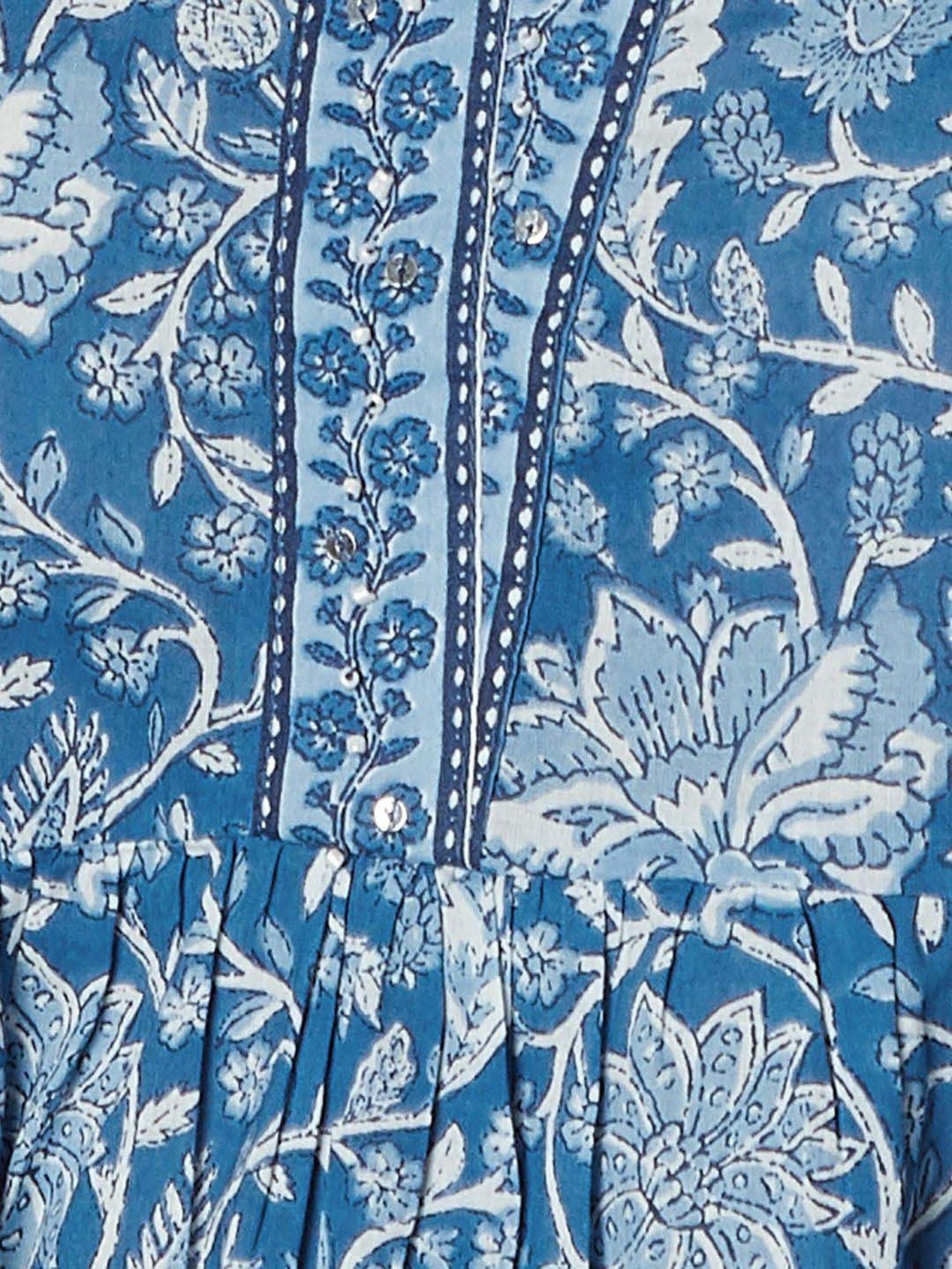 Melange by Lifestyle Blue Cotton Floral Print Tunic