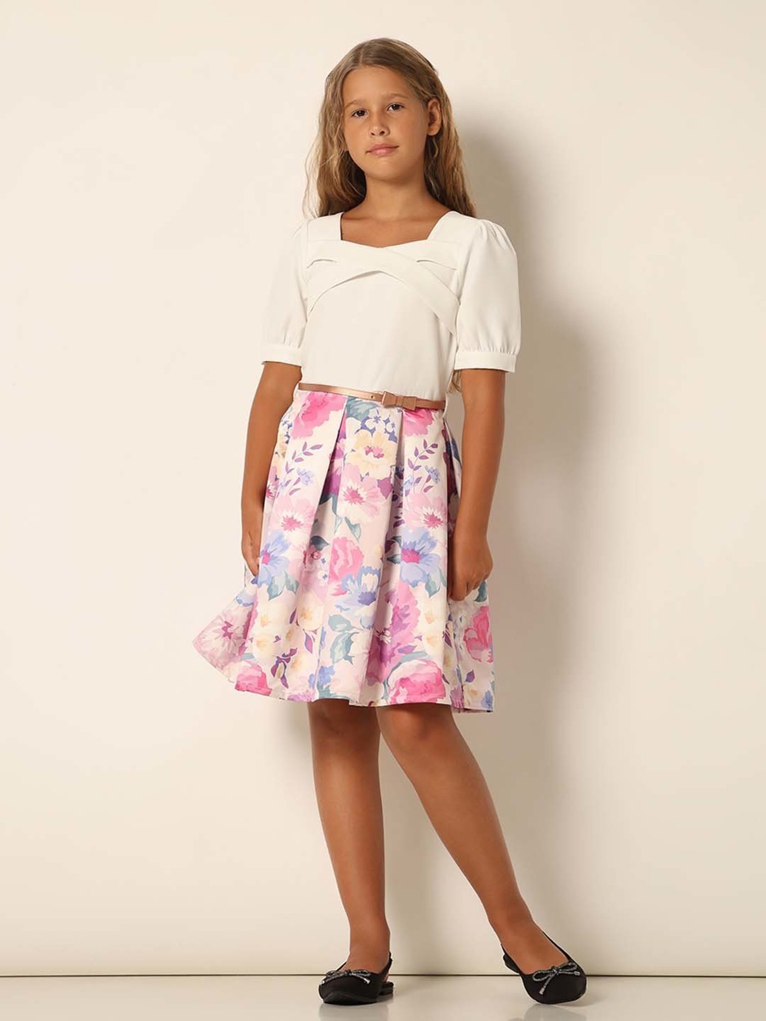 VERO MODA GIRL White & Pink Floral Print Dress