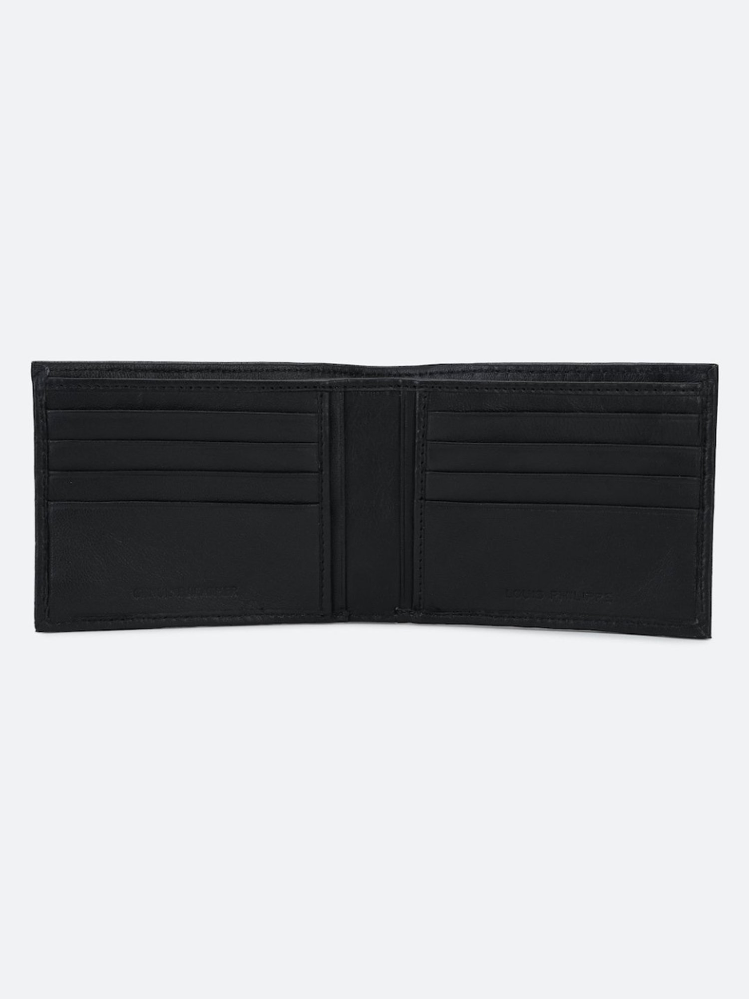 Louis Philippe Black Leather Solid Bi-Fold Wallet