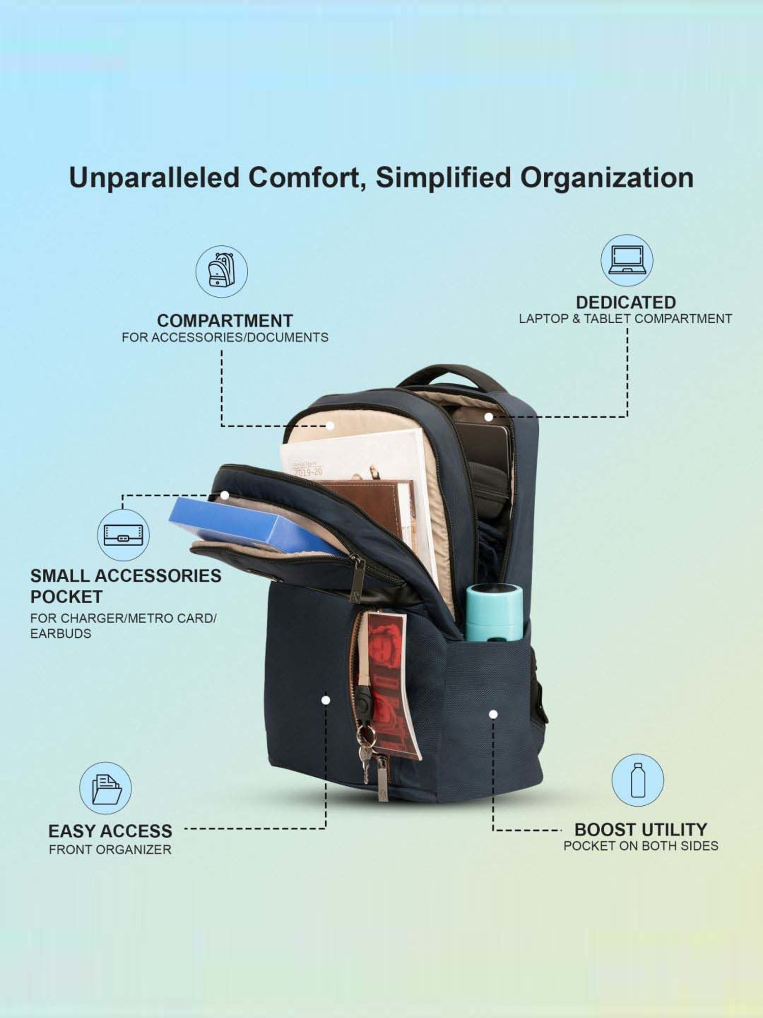 Red Tape 36 Navy Large Laptop Backpack