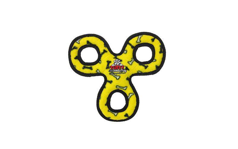 Tuffy Junior 3-Way Bone Print Tug Dog Toy - Yellow - S/M