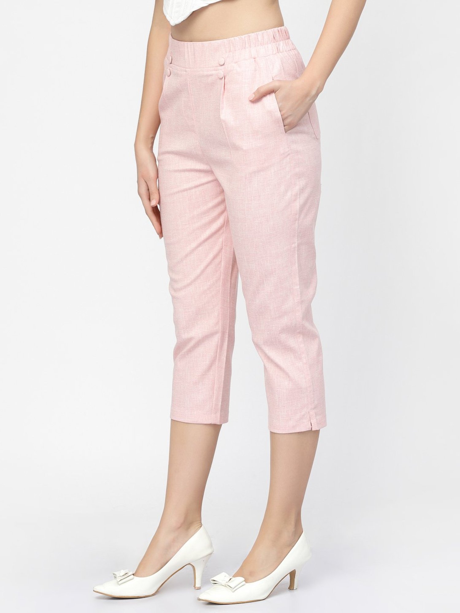 Westwood Pink Relaxed Fit Mid Rise Crop Pants