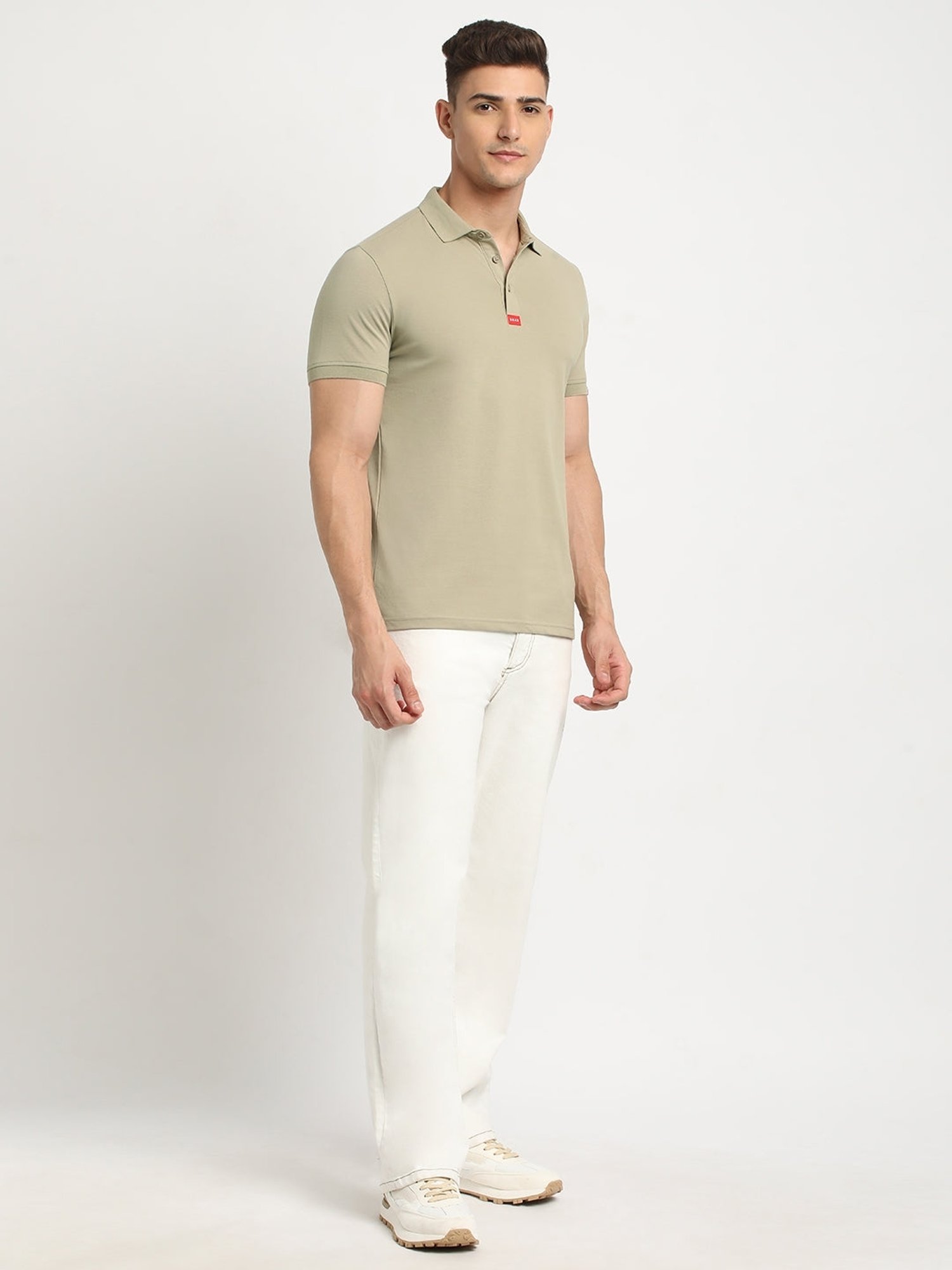 The Bear House Green Slim Fit Polo T-Shirt