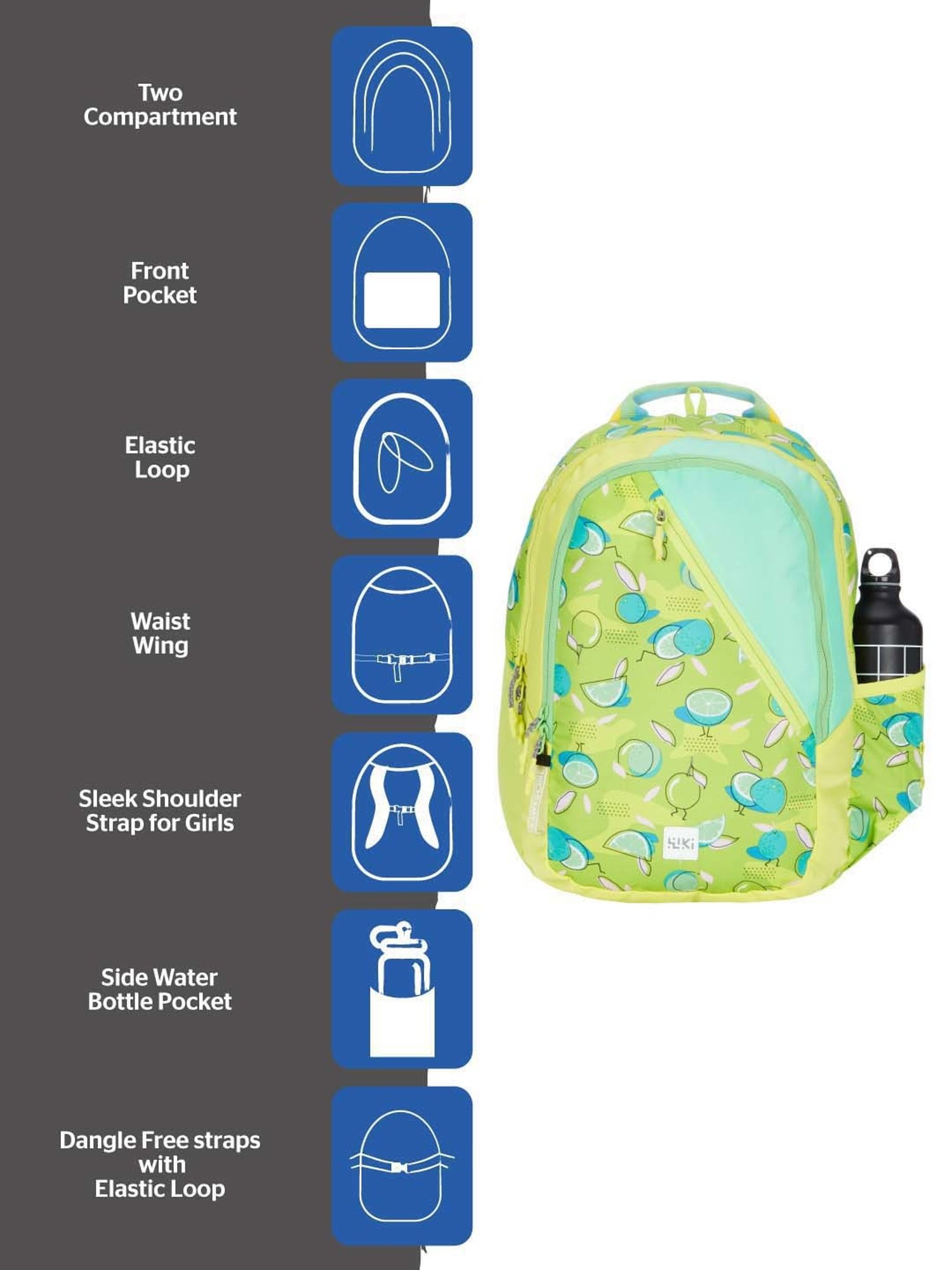 Wiki 21.5 Ltrs Green Medium Backpack