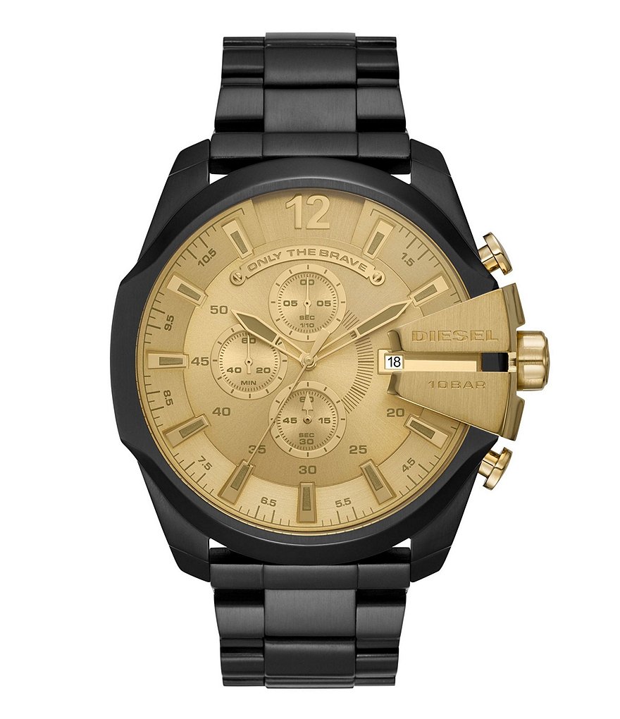 Diesel Men's Mega Chief Chronograph Black Stainless Steel Watch