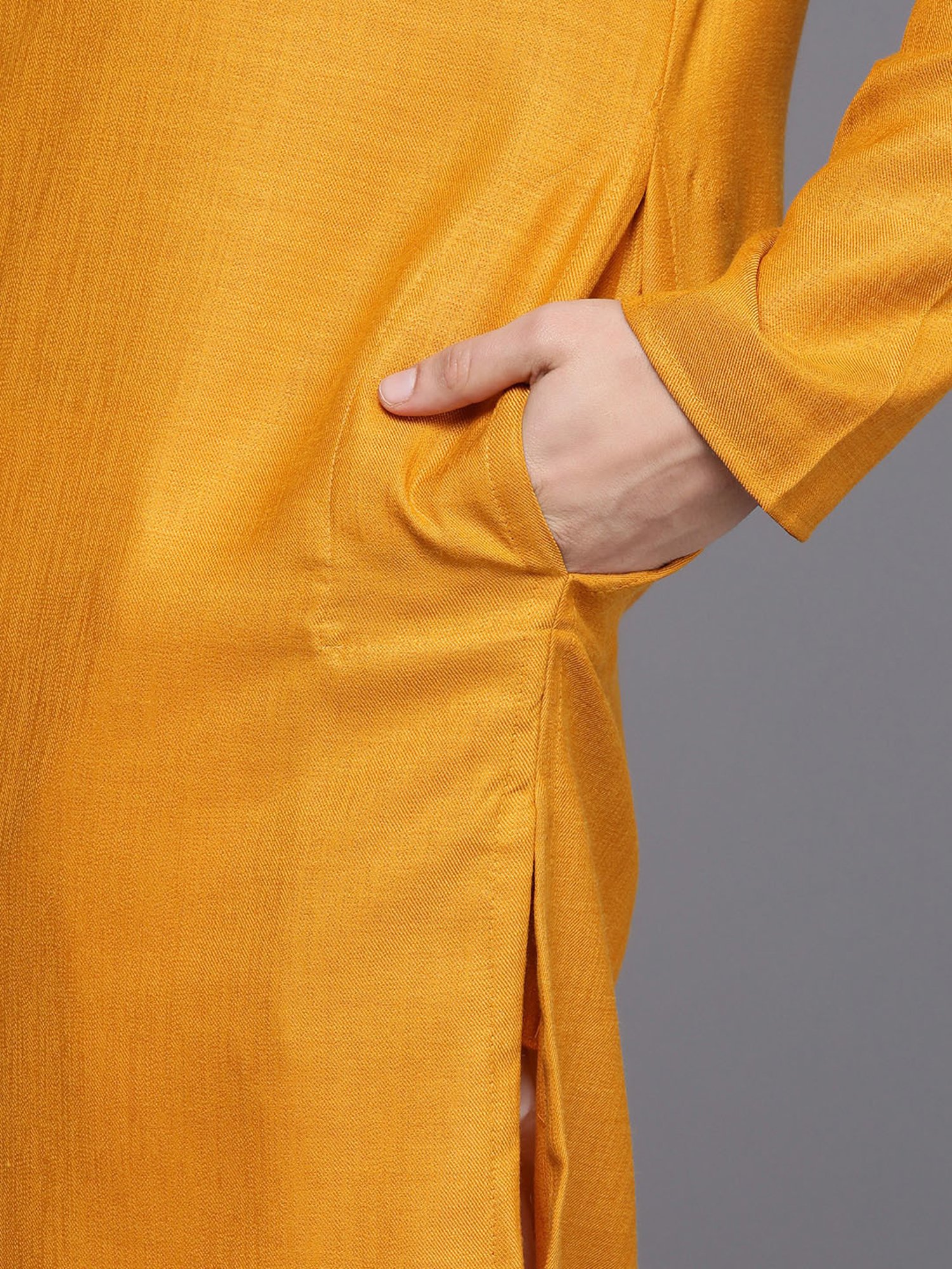 Manyavar Mustard Regular Fit kurta with Pyjama Set