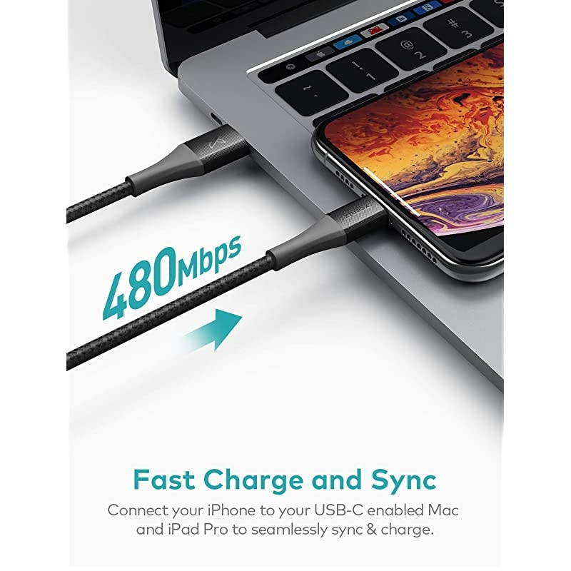 USB C to Lightning Cable iPhone 12 Charger Cable 6ft Apple MFi Certified Fast Charging Support Power Delivery Nylon Braided Cable for iPhone 121111 Pro MaxXS MaxXSXRX88 Plus Black