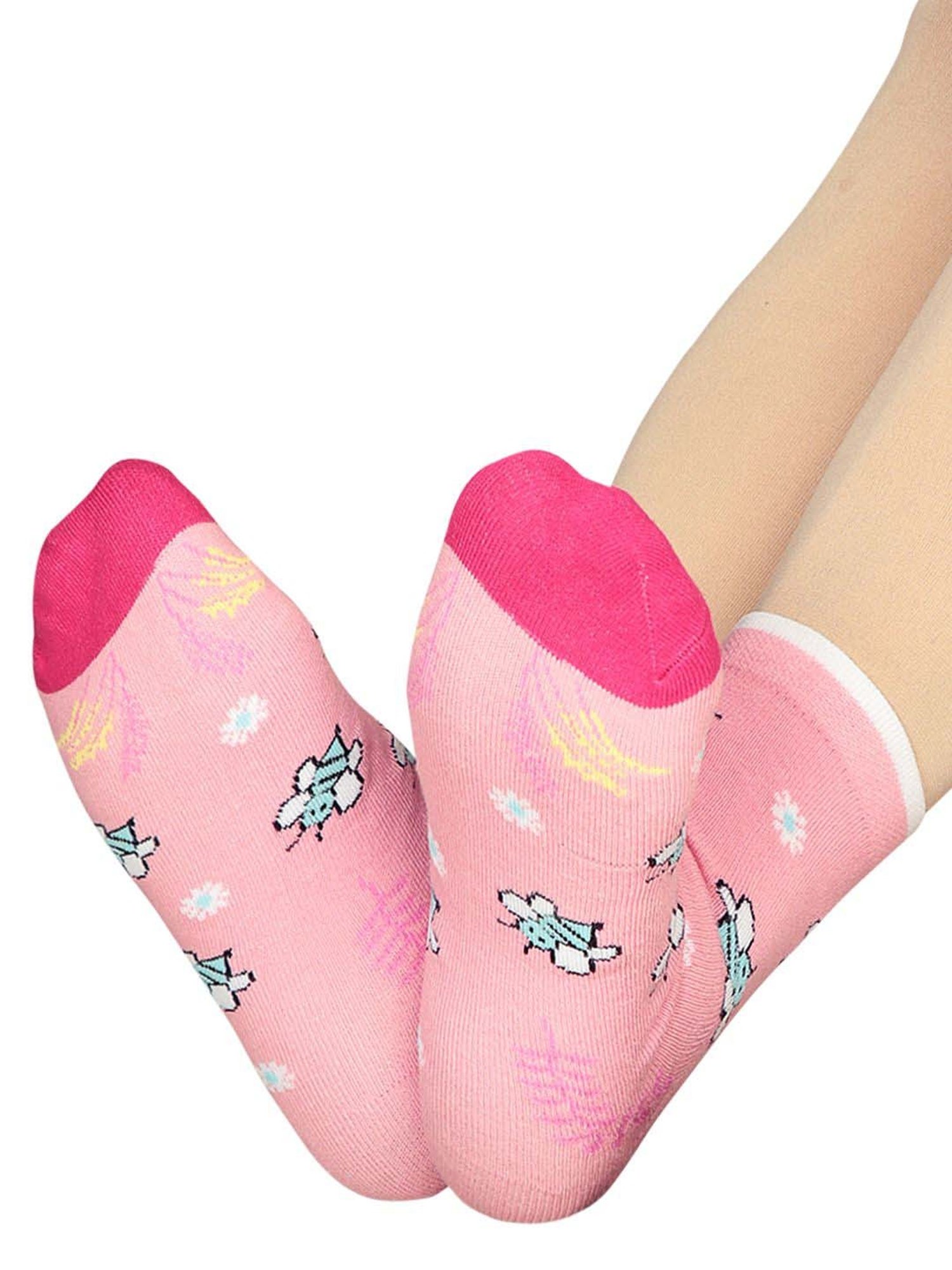 Bodycare Pink Printed Socks - Pack Of 3
