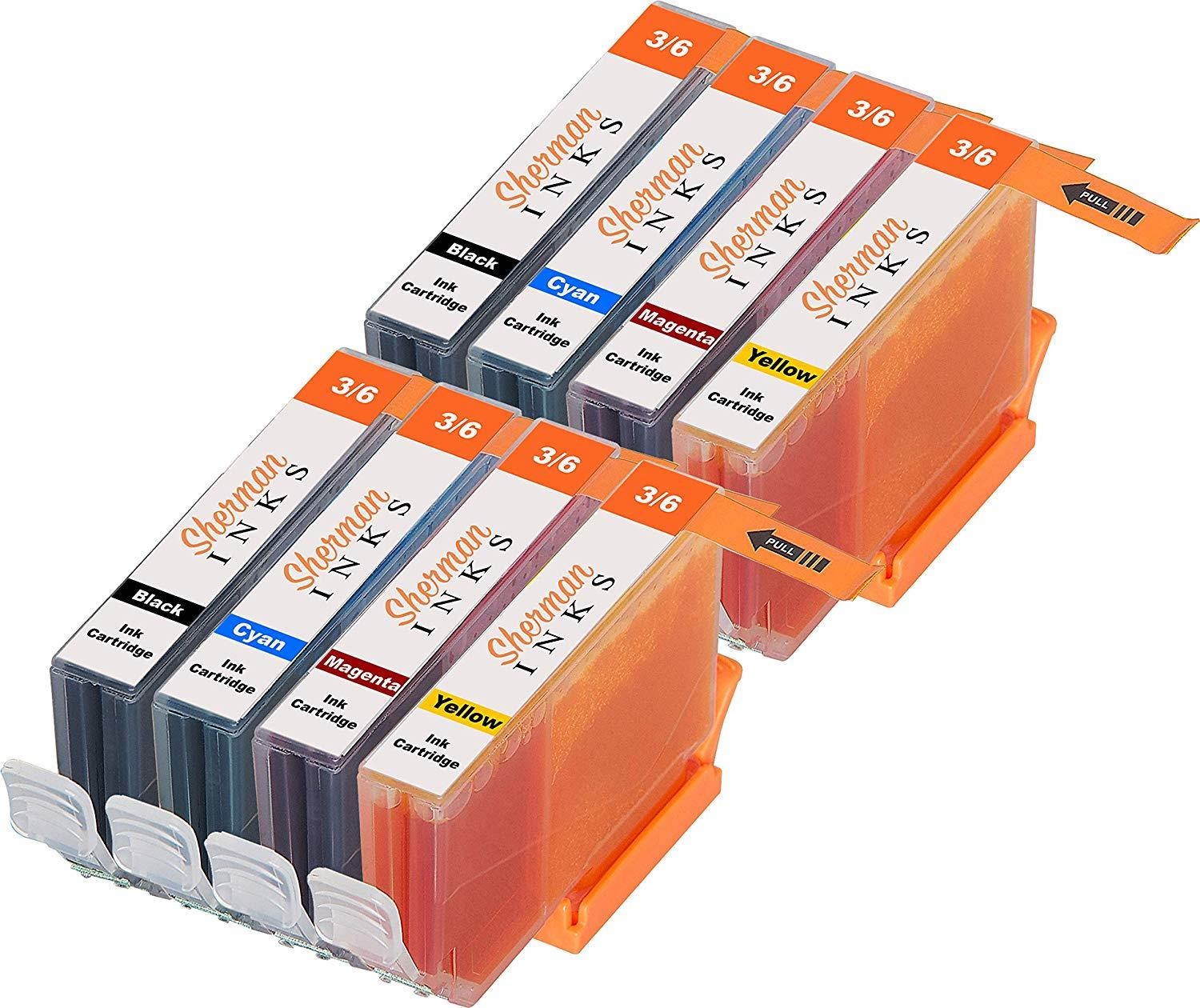 Sherman Replacement Ink Cartridge 8 Pack BCI6 for Printer: Canon PIXMA MP760