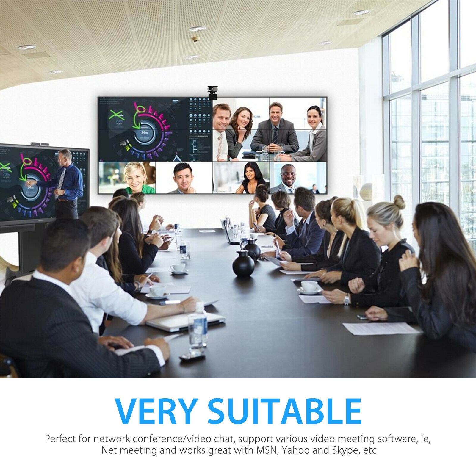 Rotatable USB 2.0 HD Webcam Camera w/Microphone Mic For Laptop Desktop Computer