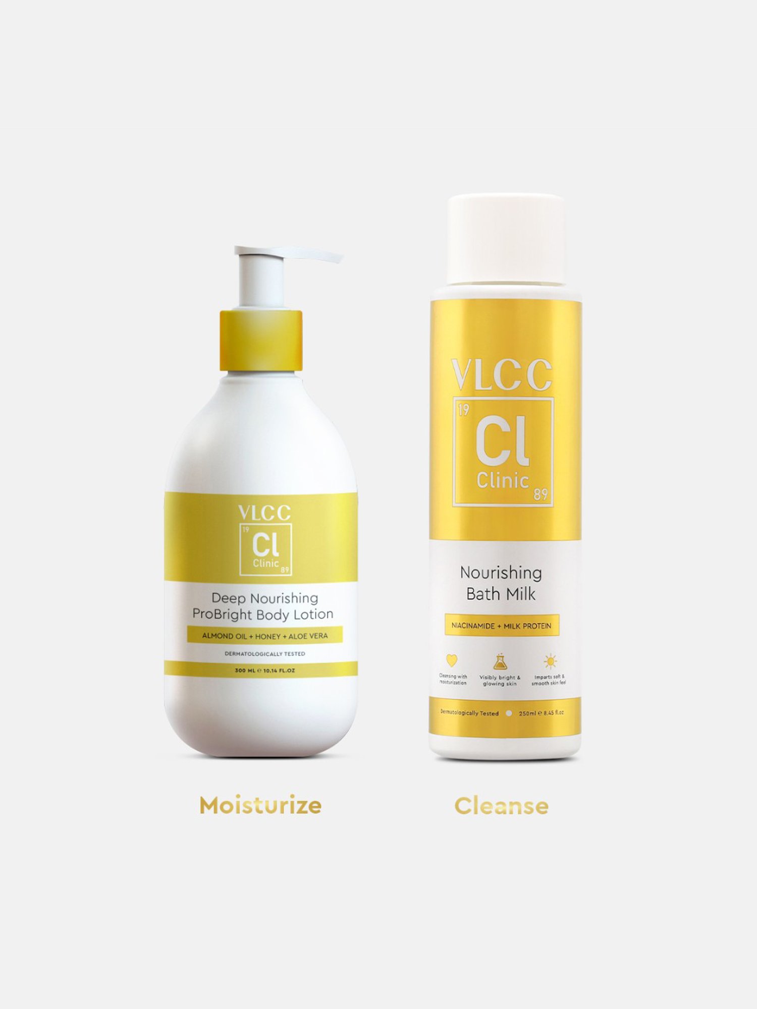 VLCC Clinic Nourishing Bath Milk & ProBright Body Lotion Combo