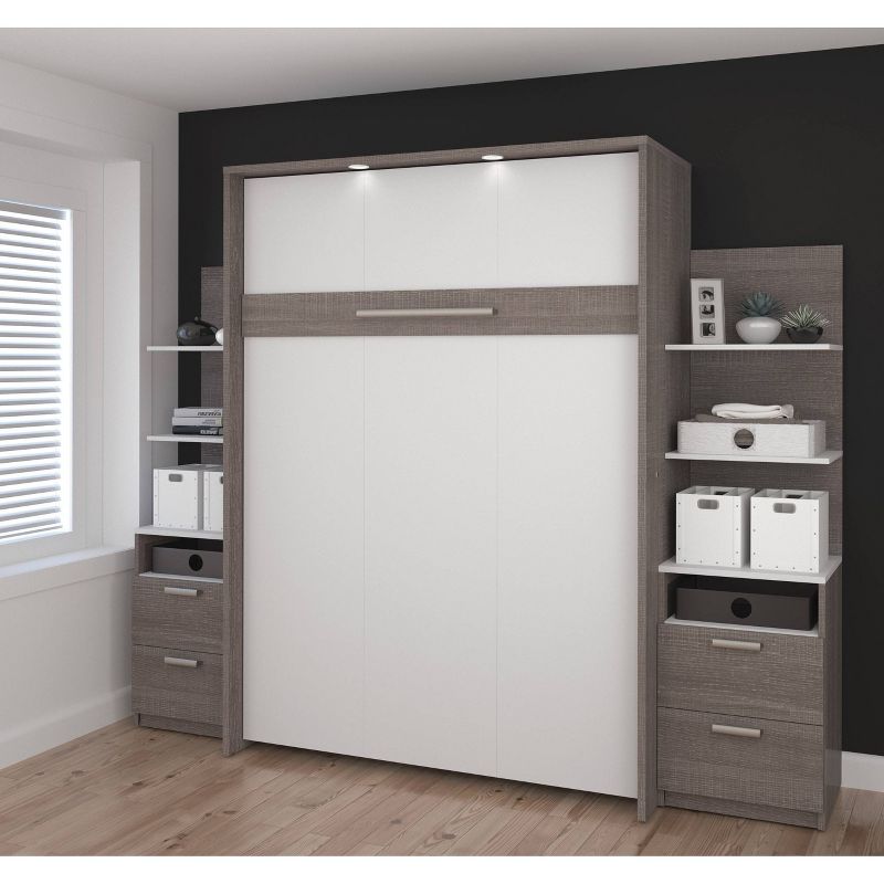 98" Elite Full Wall Bed Kit Bark Gray/White - Bestar