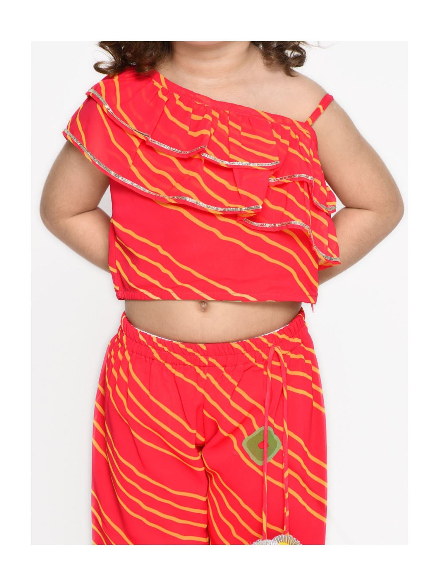 Saka Designs Kids Red Striped Top with Sharara