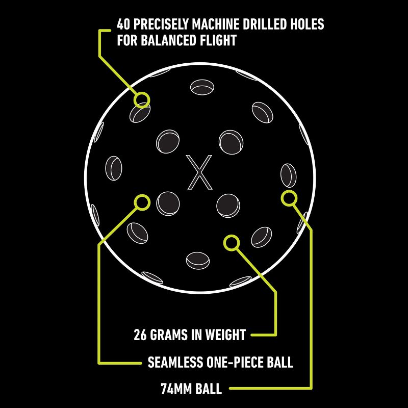 Penn 40 Outdoor Pickleball Balls, Sleeve of 6 Balls