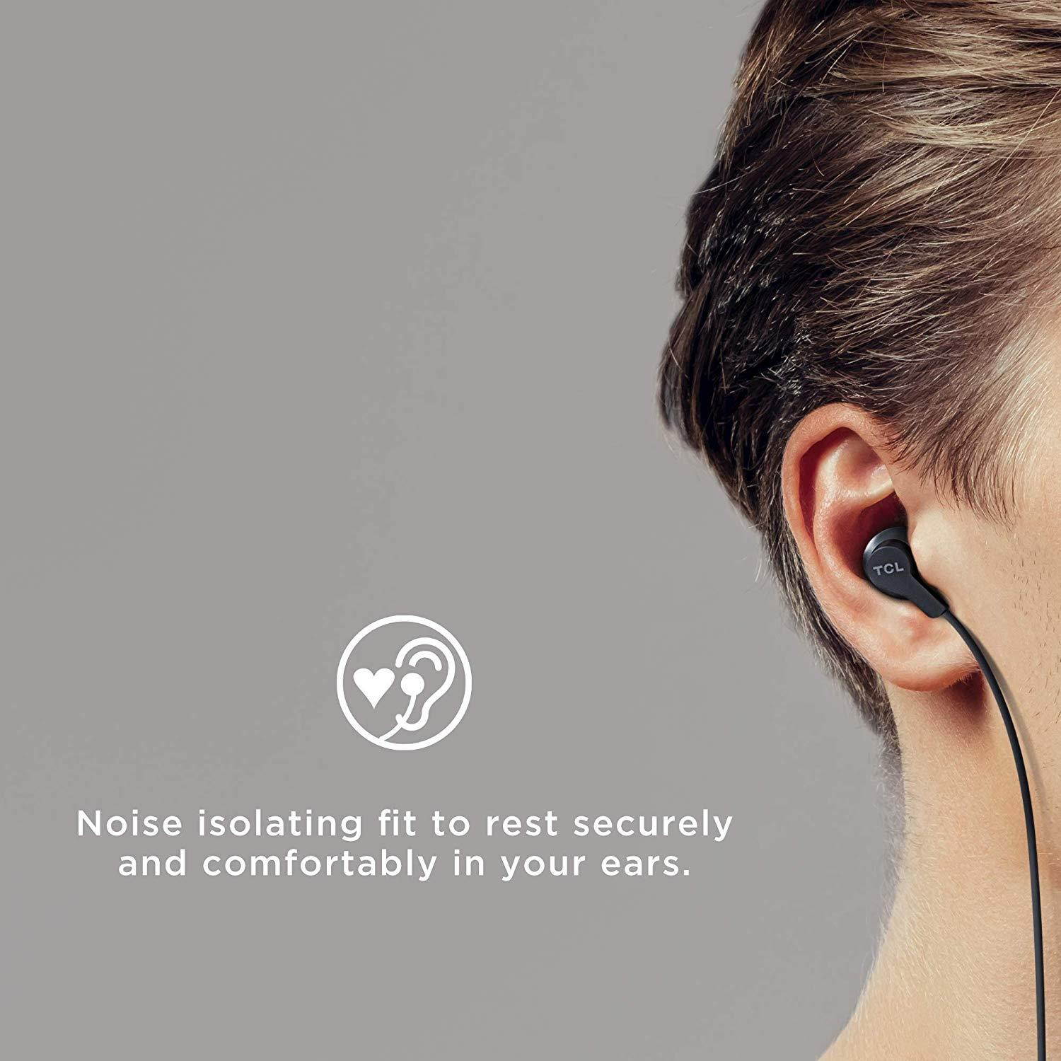 TCL Elit100 in-Ear Earbuds Hi-Res Wired Noise Isolating Headphones with Built-in Mic &ndash; Cement Gray