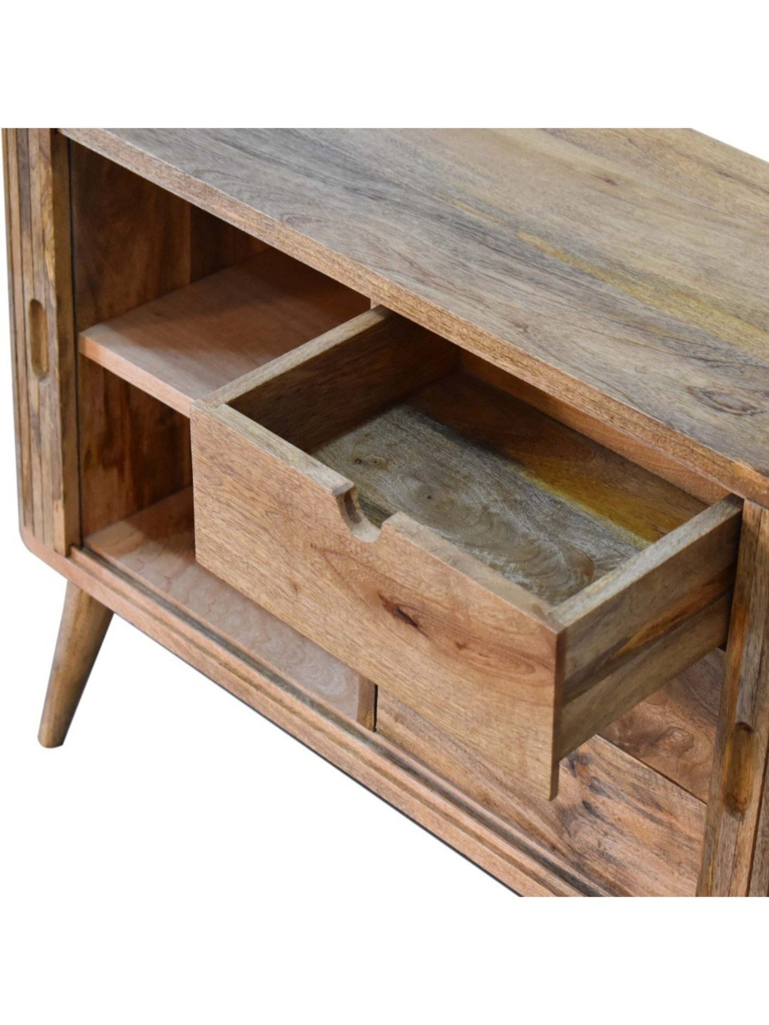 Fabindia Brown Sheesham Wood Textured Cabinet