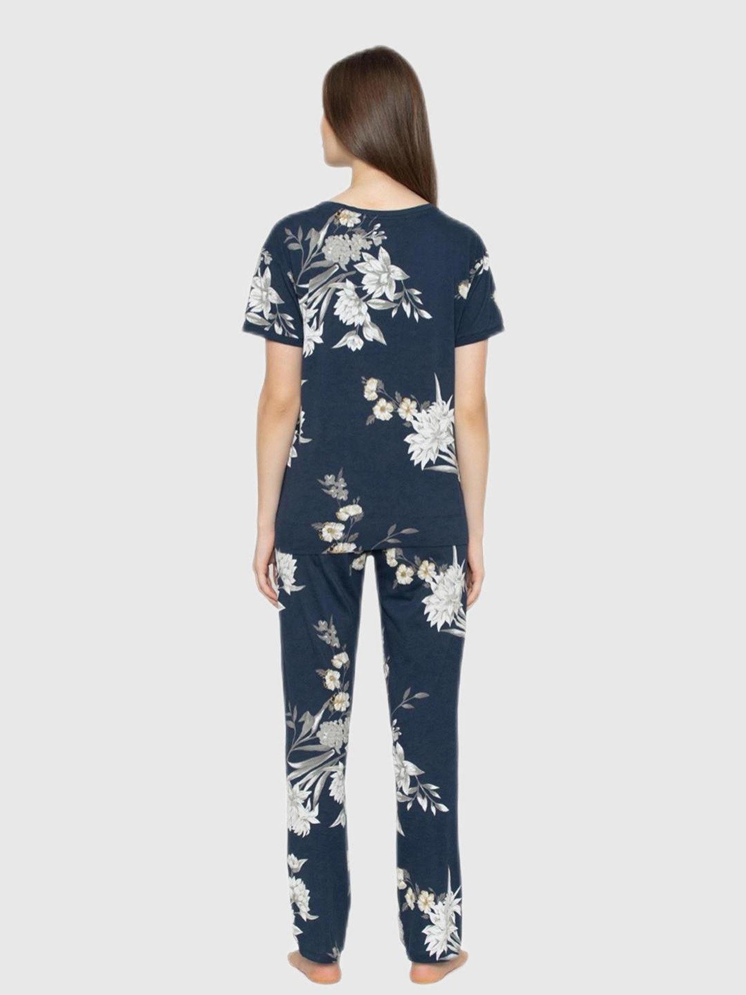 Triumph Navy Floral Print Pajama Set