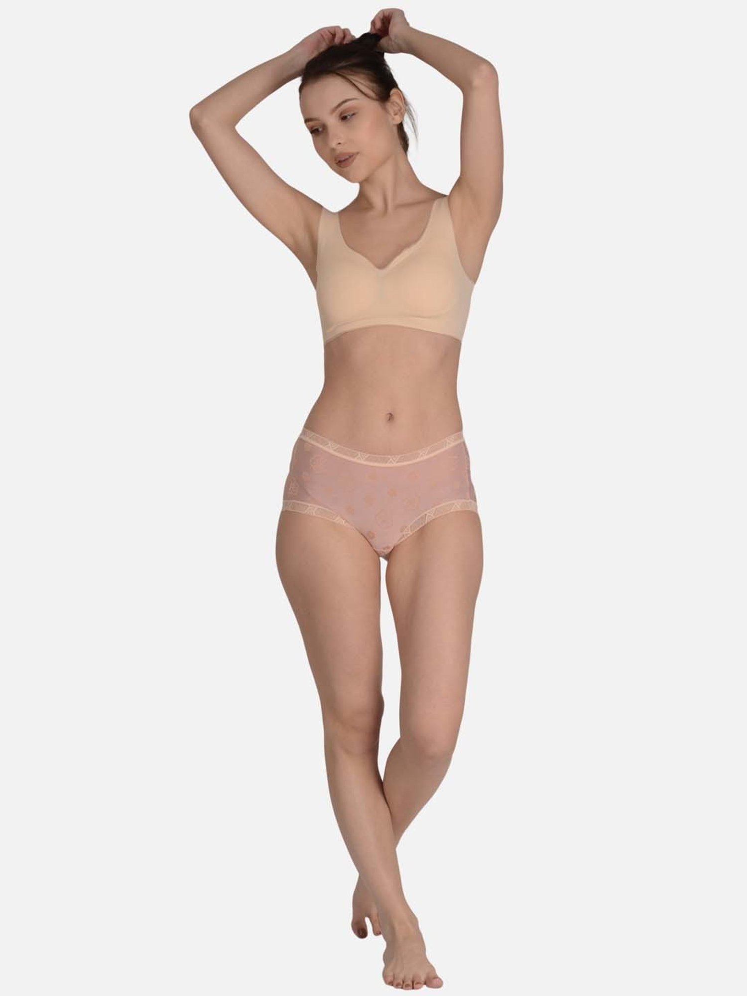 mod & shy Peach Printed Hipster Panty