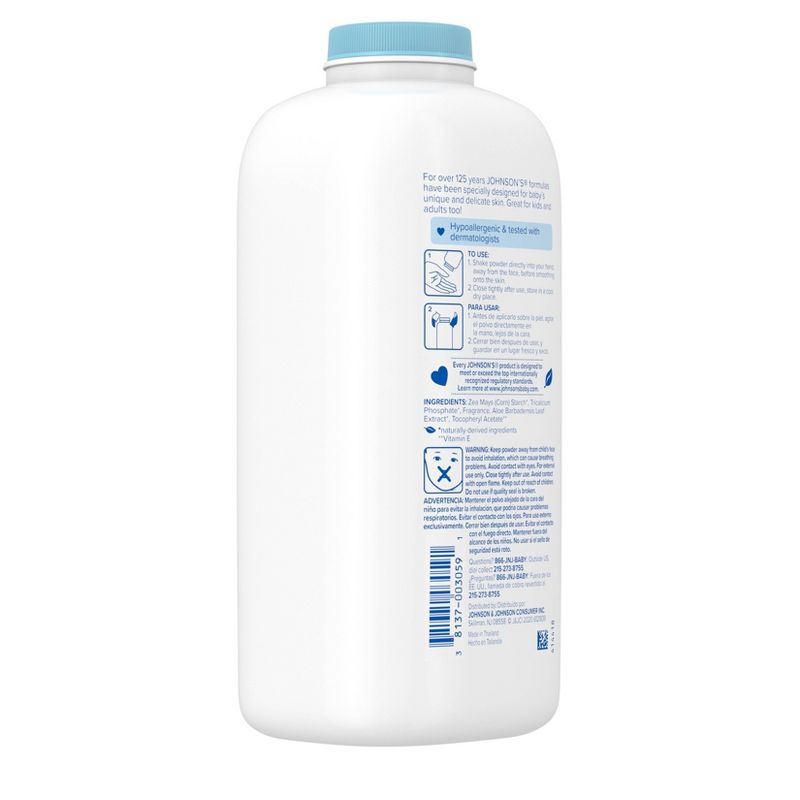 Johnsons Baby Powder with Aloe & Vitamin E Pure Cornstarch - 22oz
