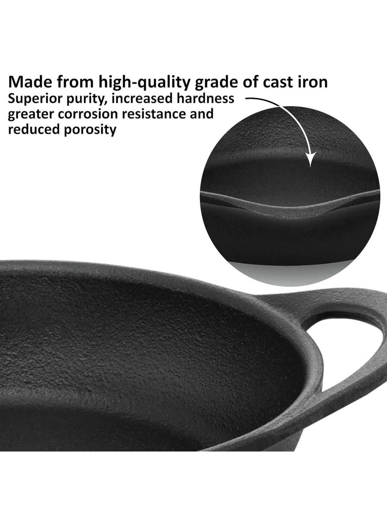 Hawkins Black Cast Iron 24 cm Futura Omlette Frying Pan (Cif24G) (1.8 L)