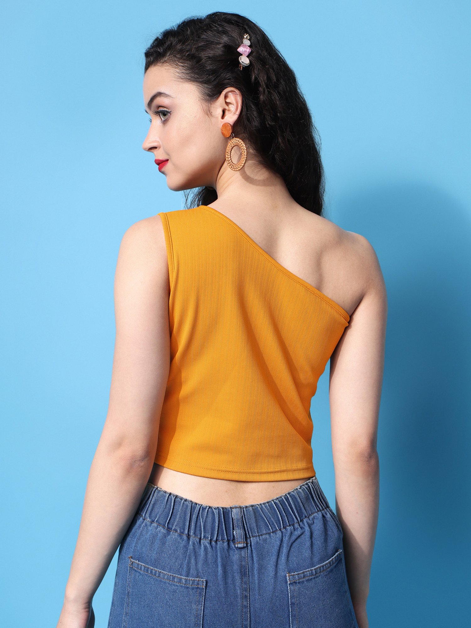 PURVAJA Yellow Regular Fit Crop Top