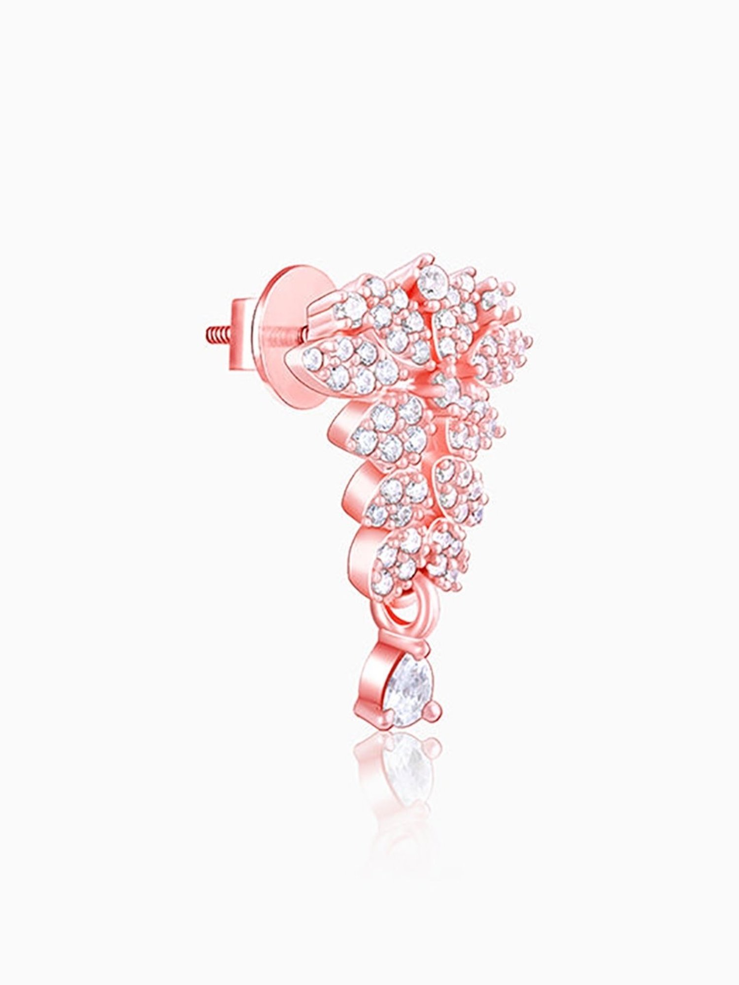 GIVA 92.5 Sterling Silver Rose Gold Party Wear Drop Earrings