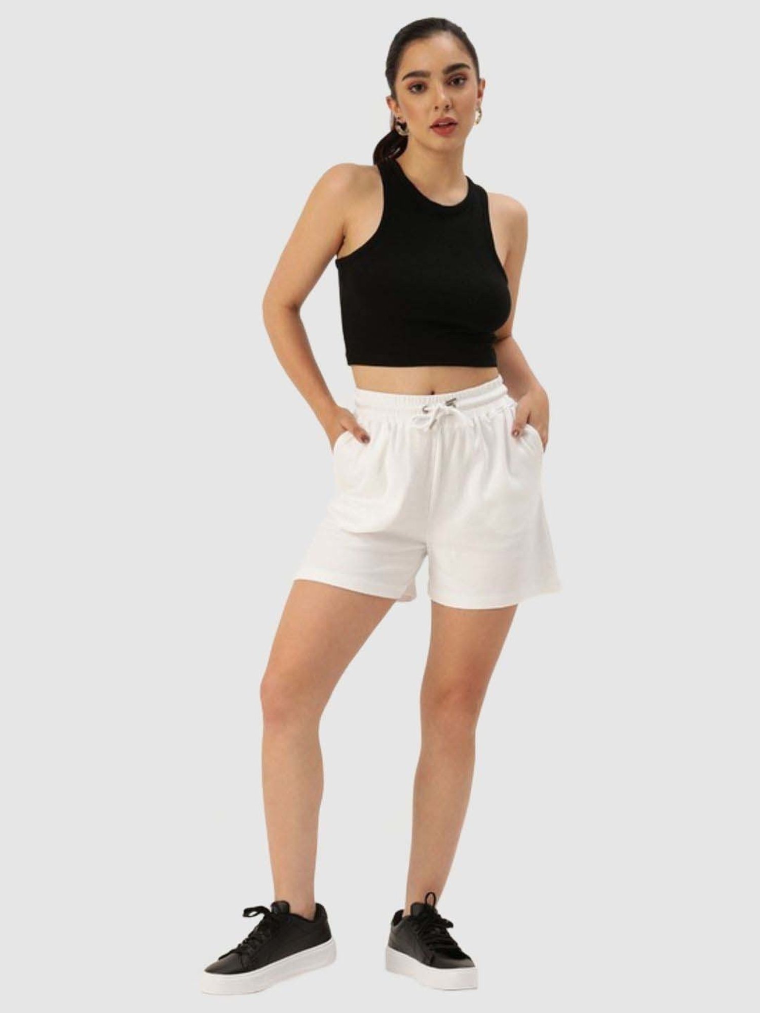 Bene Kleed White Cotton Shorts