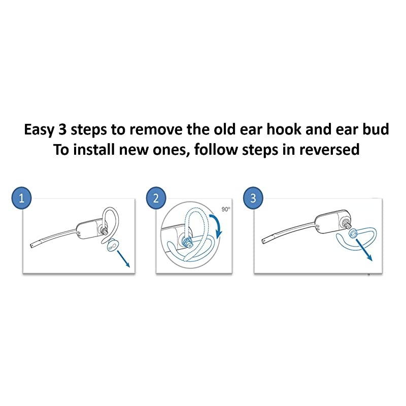 Same Size Replacement Earbuds Ear Tips + Ear Hook Loops + Foam Spare Fit Kit for Plantronics CS540 Savi W440 W740 W745 WH500 EarLoops EarHook Ear Bud Sleeve Part Mixed LMS