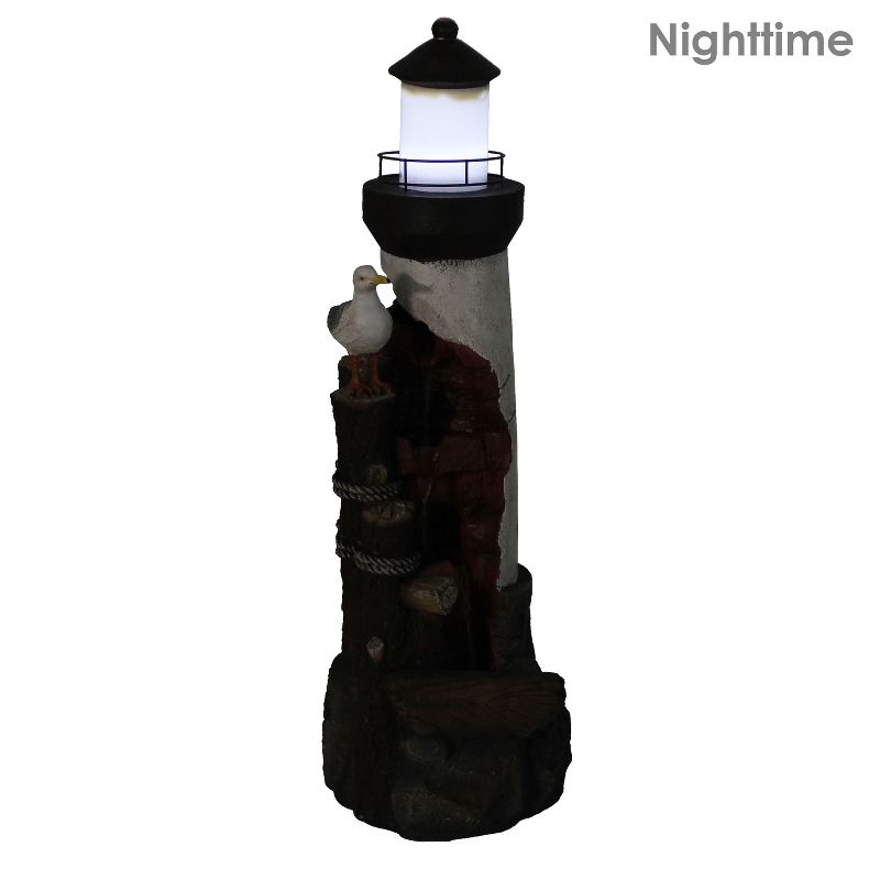 Sunnydaze 36"H Electric Polyresin Gull's Cove Lighthouse Outdoor Water Fountain with LED Light