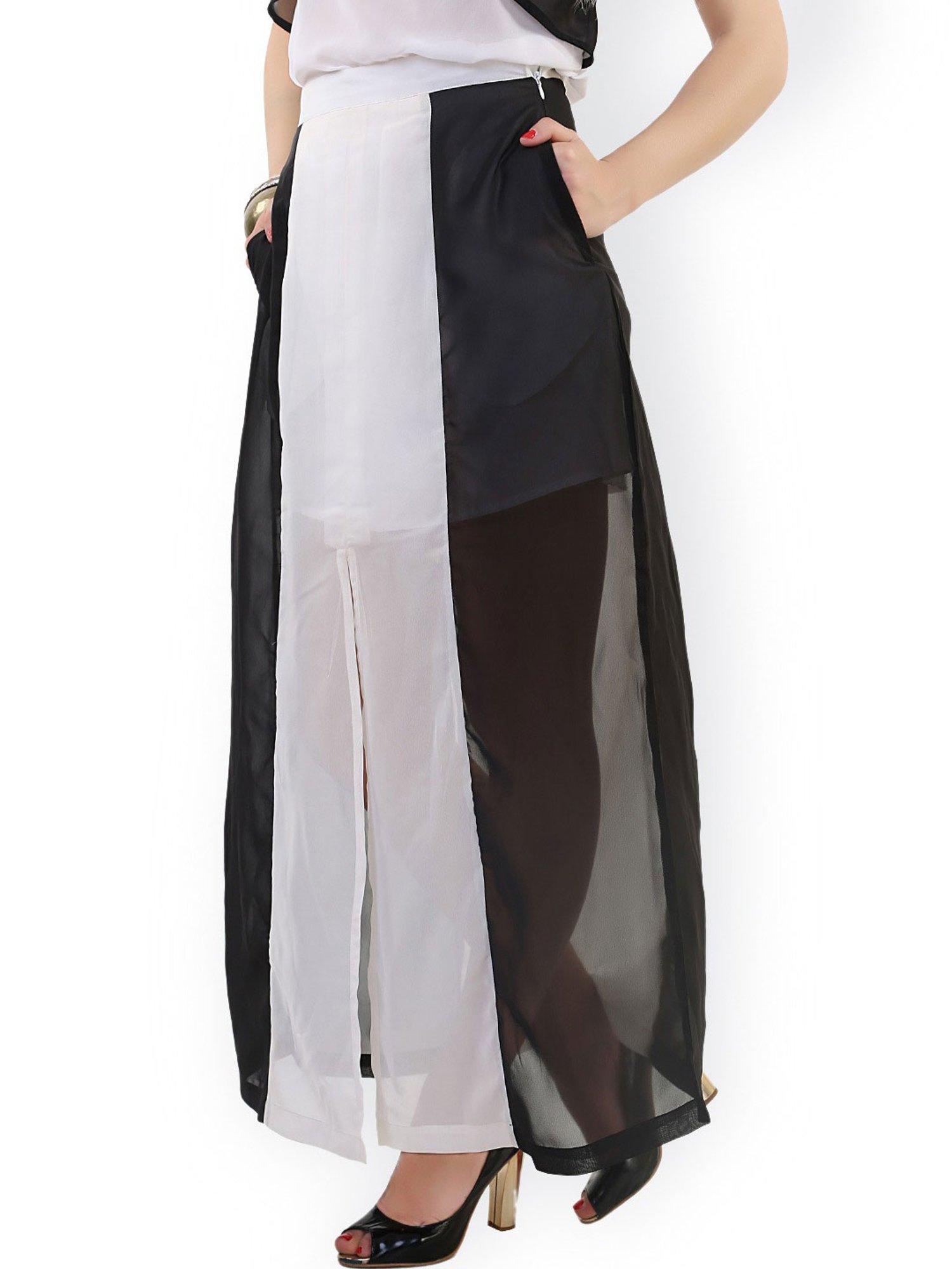 Belle Fille Black & White Maxi Skirt