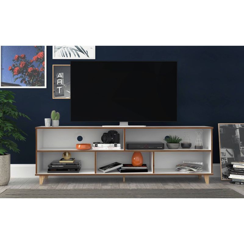 Warren TV Stand for TVs up to 65" White/Oak - Manhattan Comfort