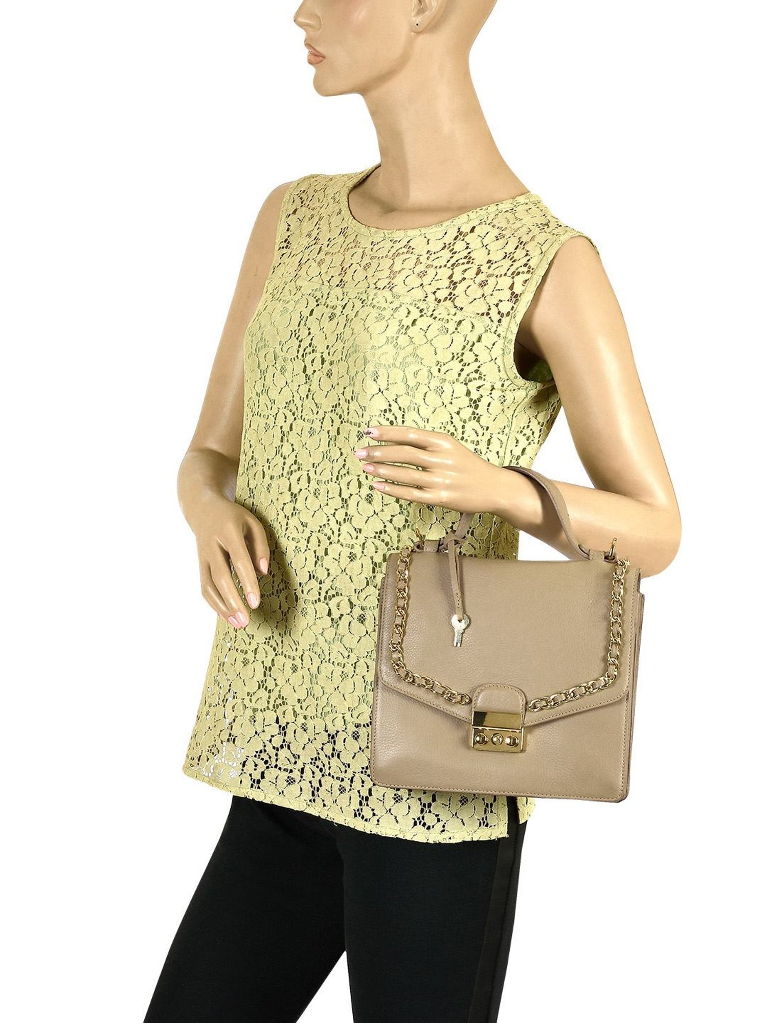 Eske Orsina Beige Solid Medium Handbag