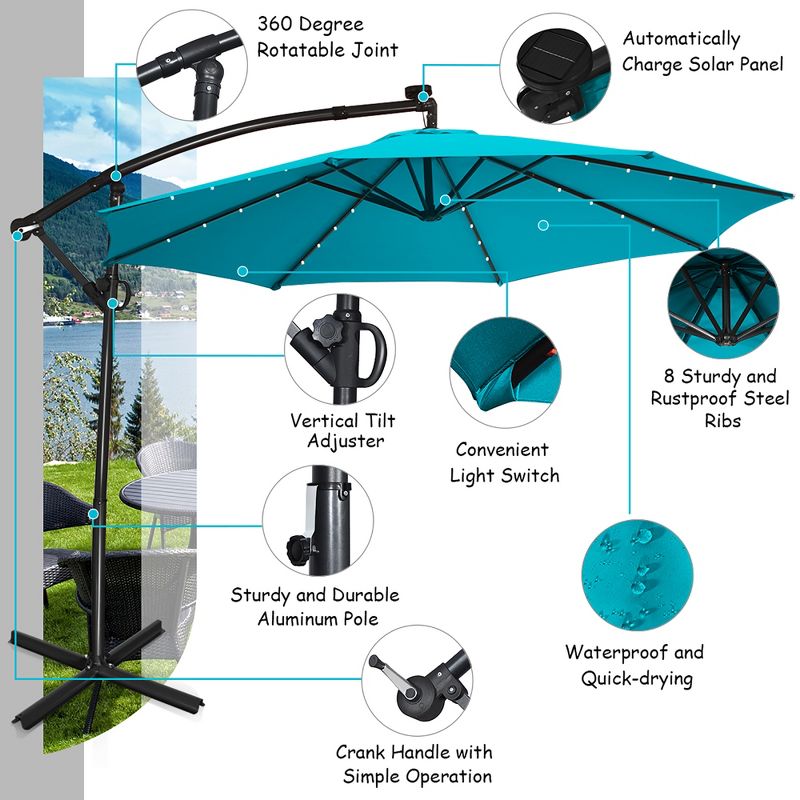 9' x 5' Rectangular Double Top Patio Outdoor Market Umbrella Emerald Green - Crestlive Products