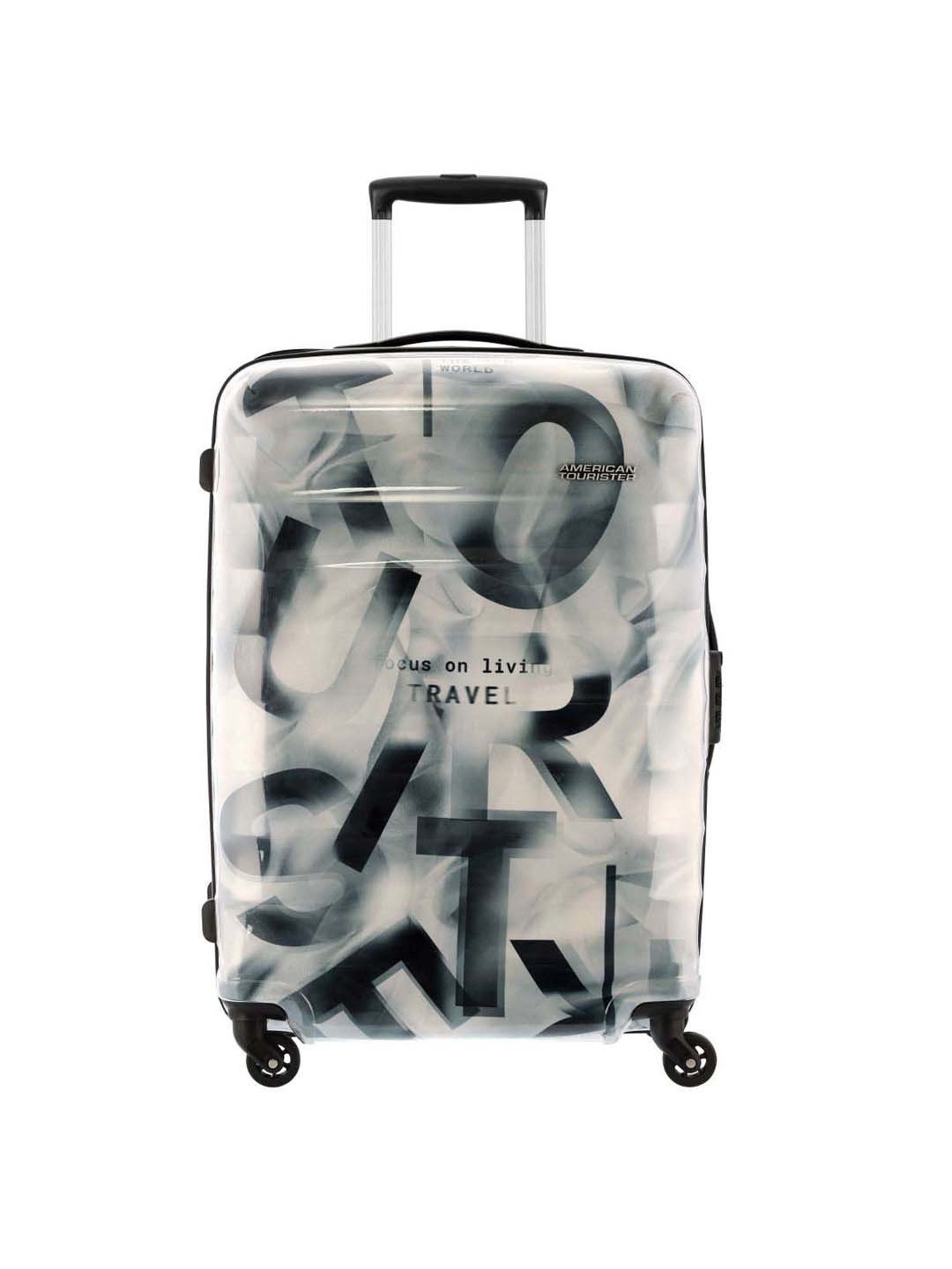 American Tourister Verg Black Printed Hard Large Trolley Bag - 79 cm