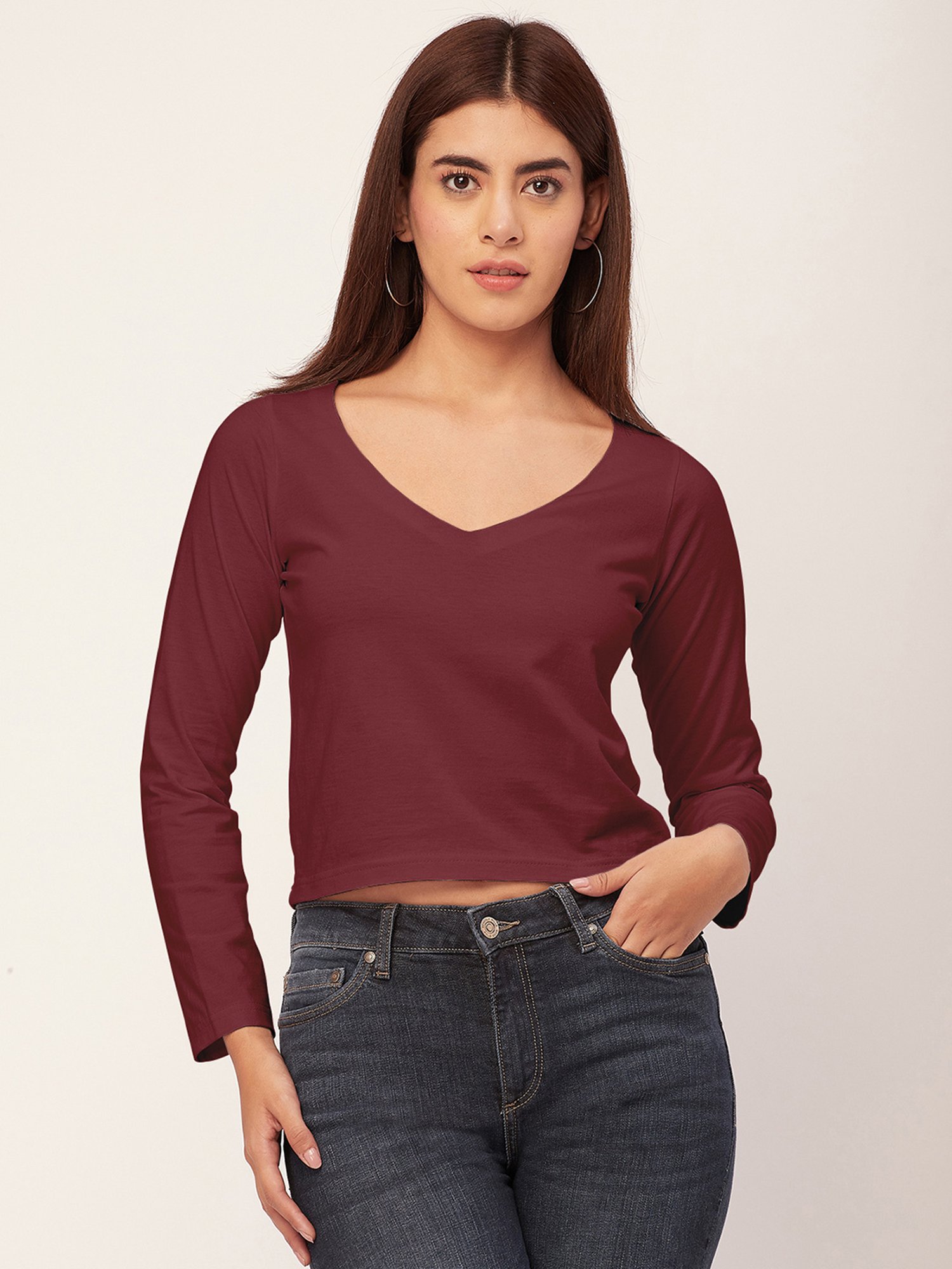 Moomaya Wine Regular Fit Crop Top