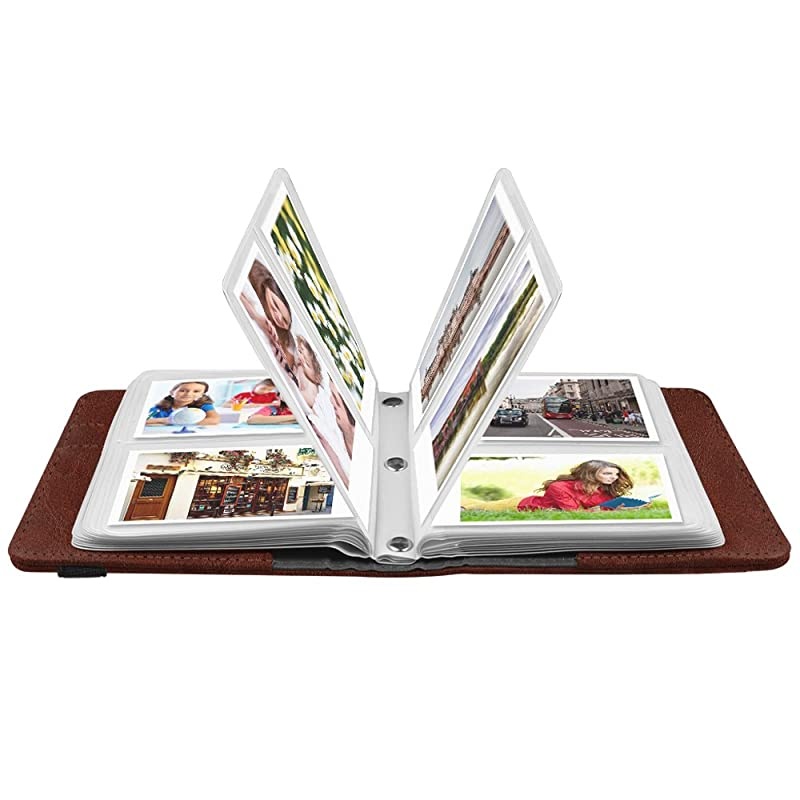 Mini Photo Album for 3Inch Film 104 Pockets Album for Fujifilm Instax Mini 11Mini 9Mini Link PrinterMini LiPlay Canon Ivy CLIQ Polaroid Kodak Instant Print Camera Vintage Brown