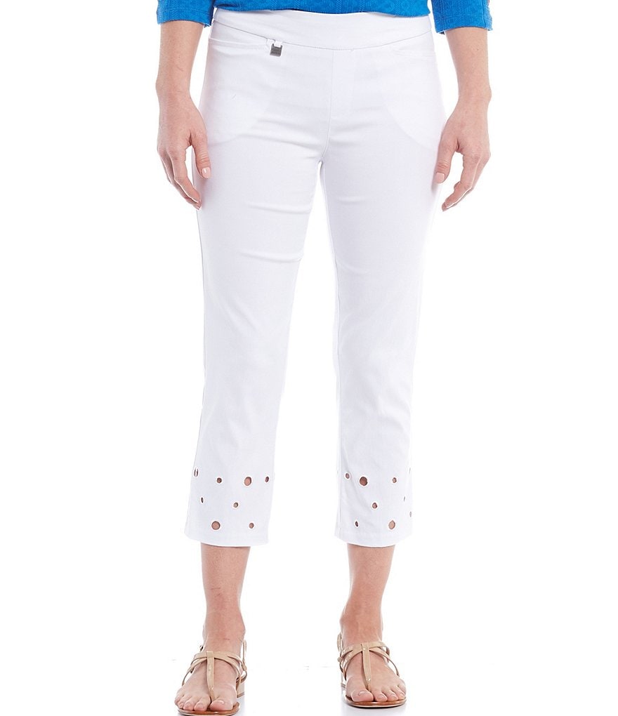 Ruby Rd. Petite Size Double Face Stretch Embellished Hem Capri Pants