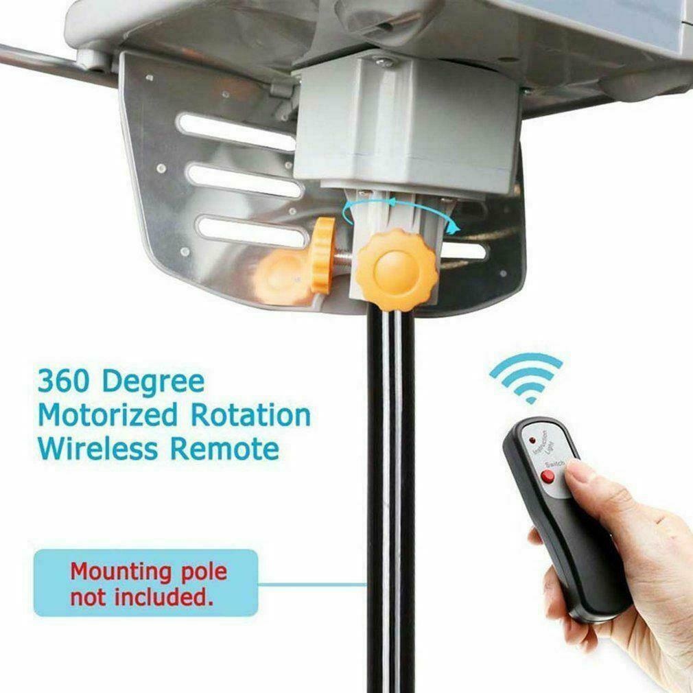 HDTV Outdoor Amplified Antenna HD TV 36dB Rotate Remote 360&deg; UHF/VHF/FM 150 Mile